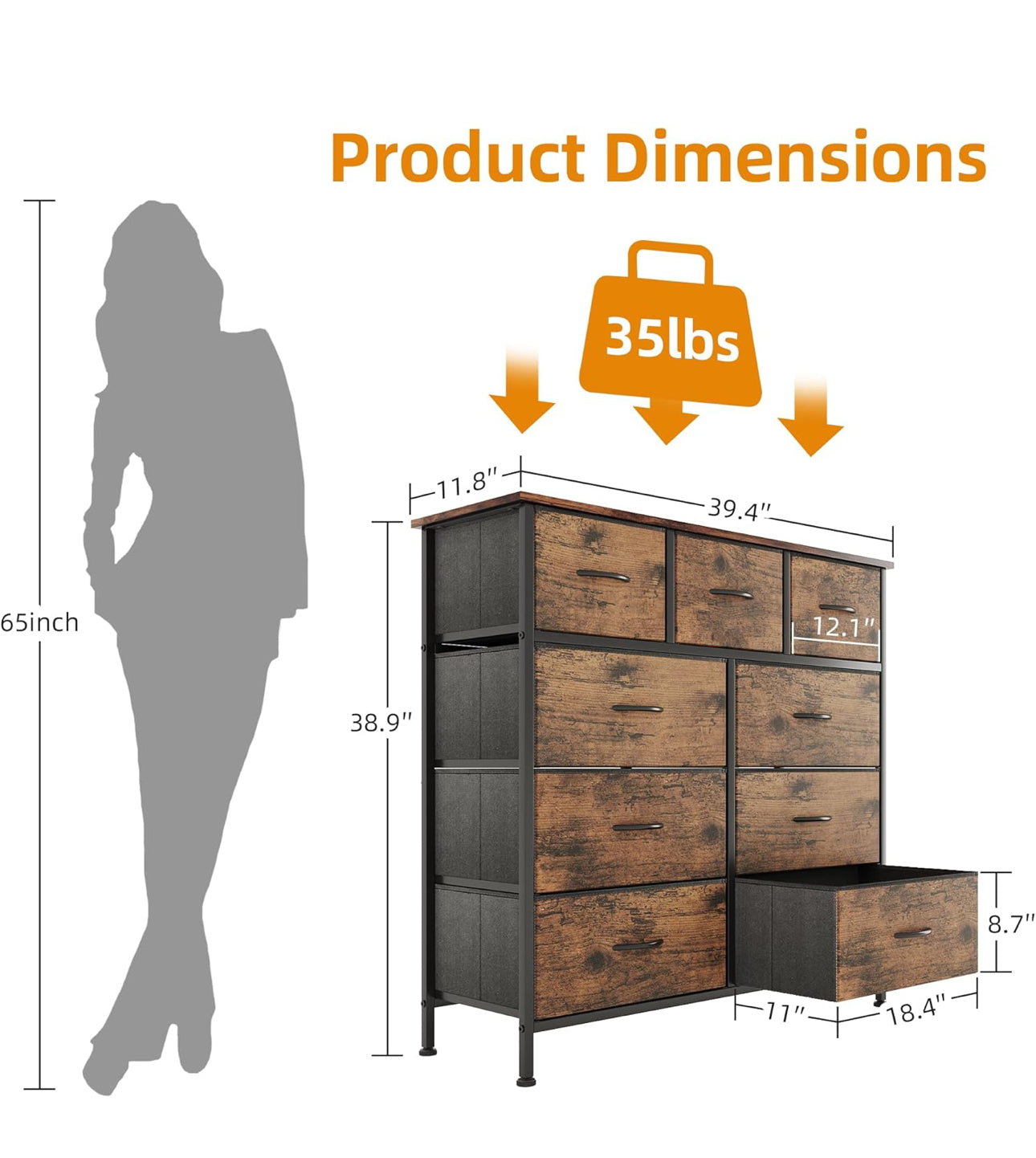 Chest of Drawer with 9 Drawers
