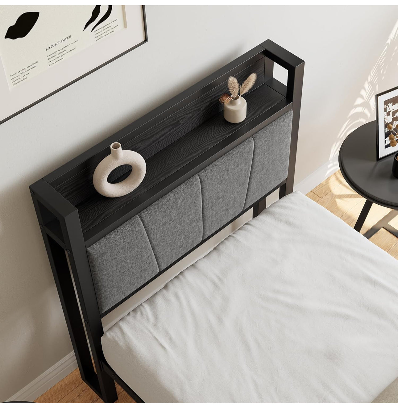 3ft Single Bed Frame with Storage Headboard