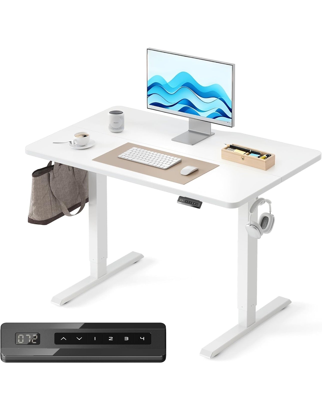 Electric Height Adjustable Standing Desk with digital display control panel, 60x100cm