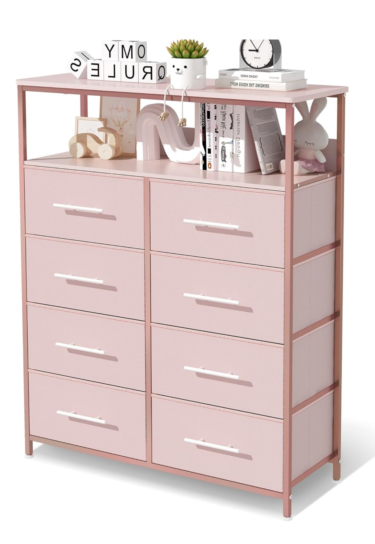 Chest of Drawers, Dresser for Bedroom with 8 Fabric Drawers