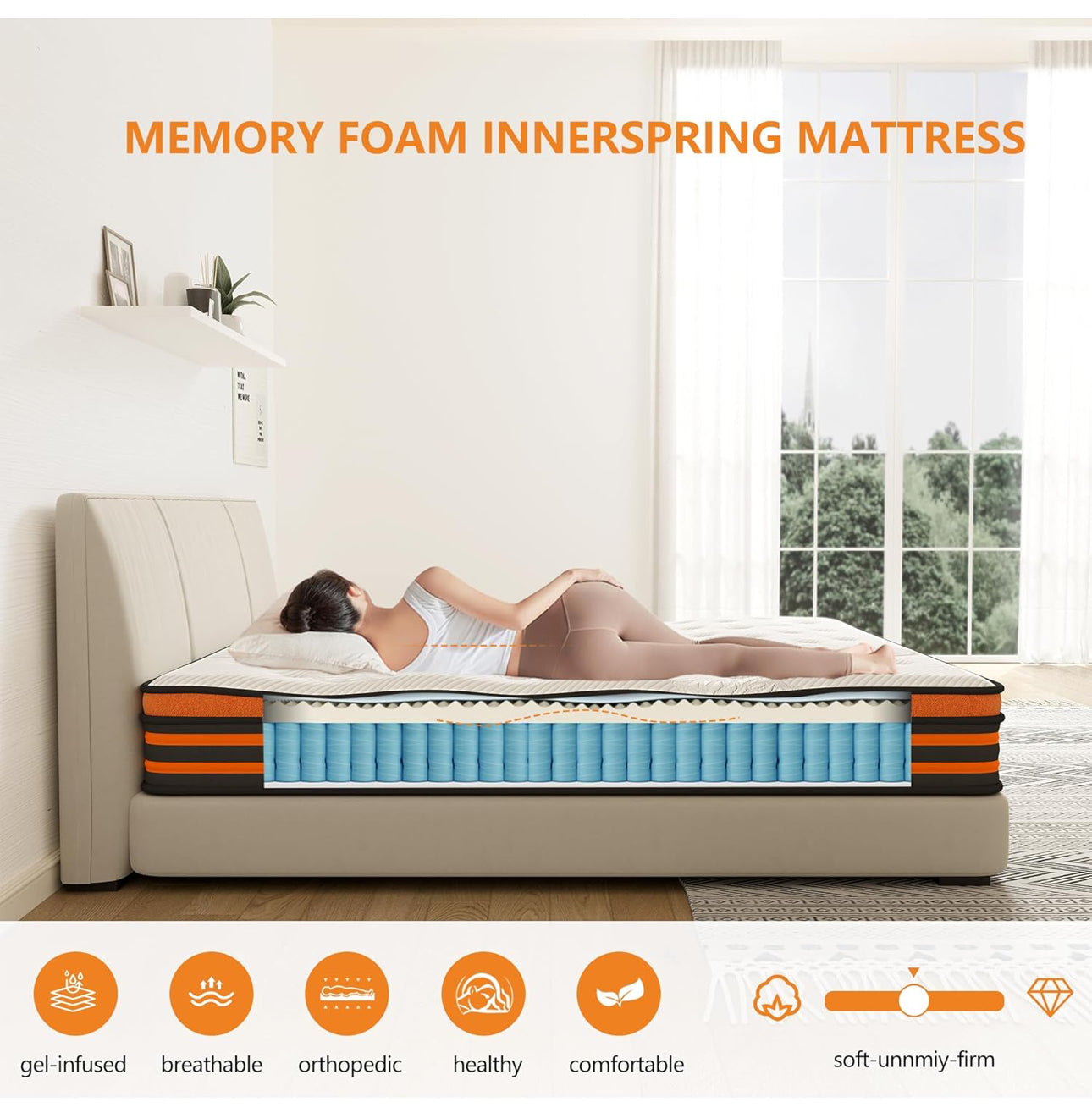 5FT King Size Mattress,10 Inch Medium Firm Gel Memory Foam