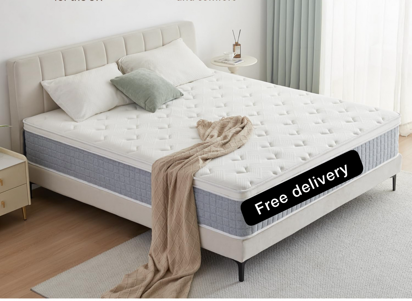 King Size Mattress, Orthopaedic Memory Foam Hybrid Medium Firm Mattress with 7-Zone