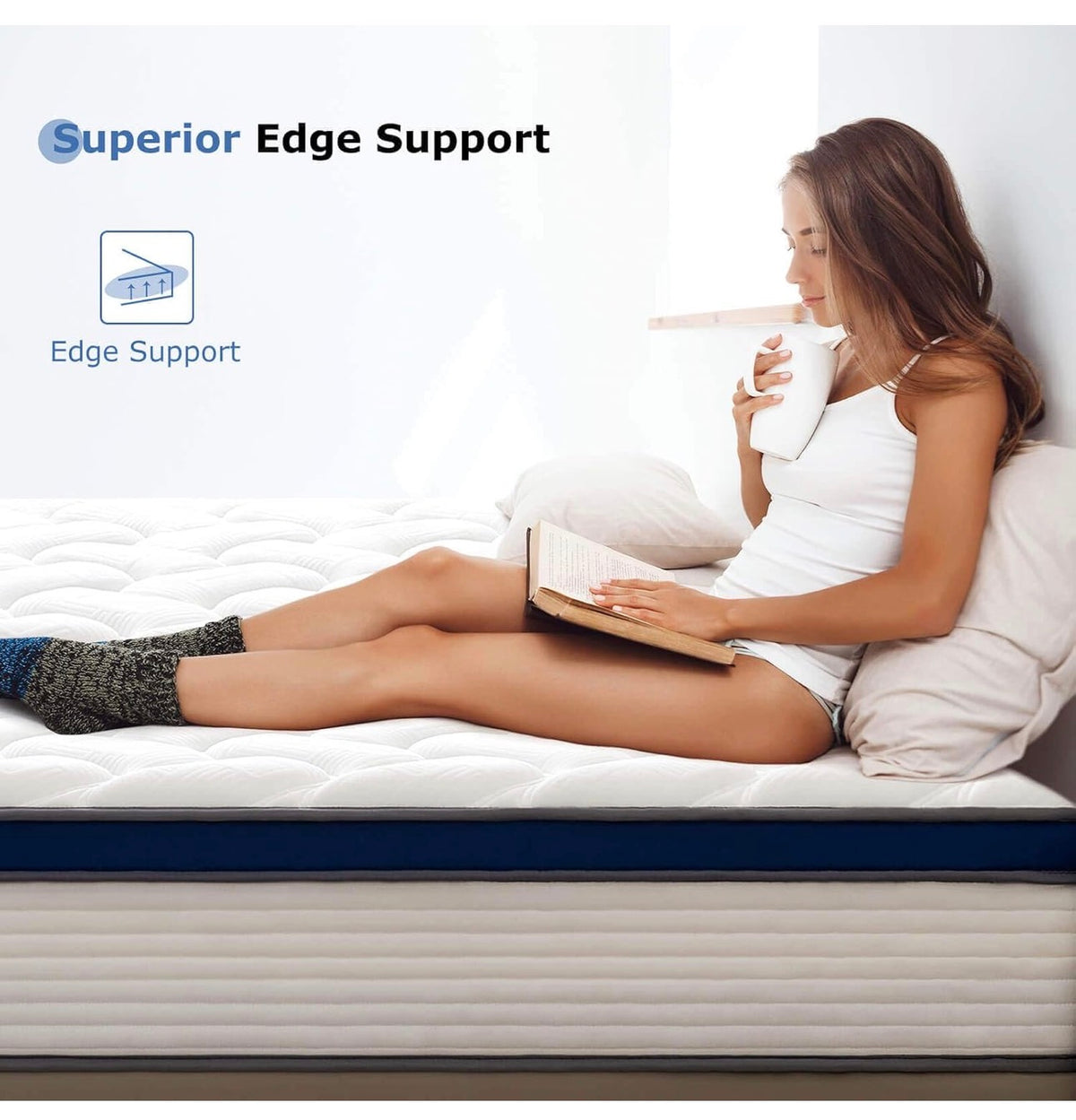 Single Mattress 90x190x27cm
Medium Firm Single Mattresses, 7-Zone Pocket Sprung with Memory Foam, Orthopaedic Support, Motion Isolation