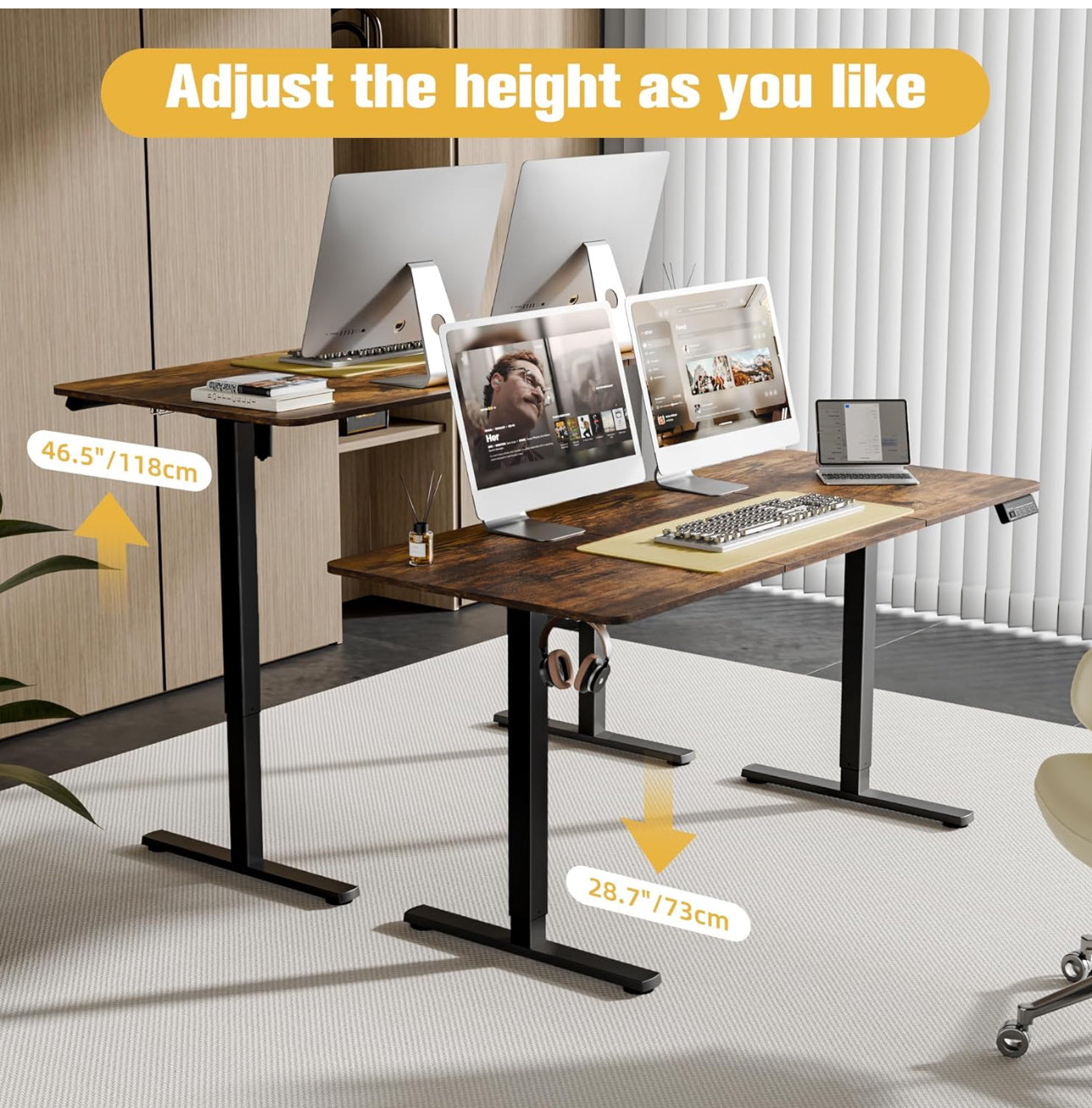 Electric Standing Desk 160x70cm, Height Adjustable Standing Desk