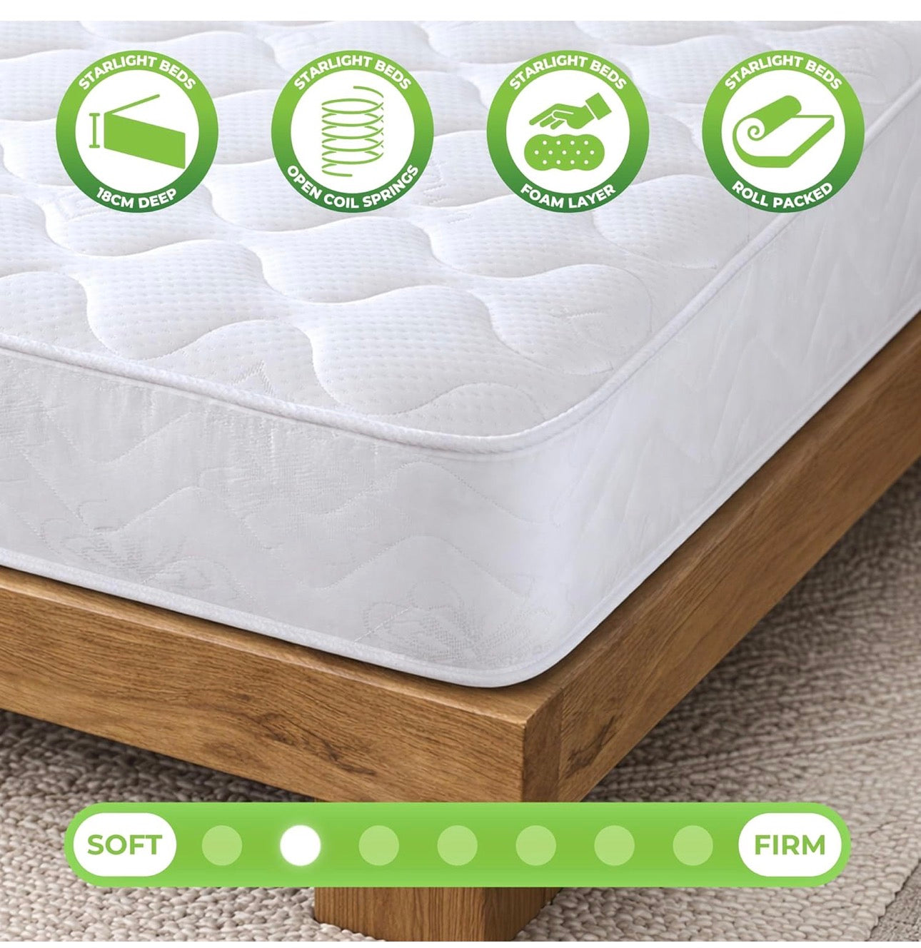 Single Mattress – Memory Foam Mattress with Springs, Maximum Value, 18cm Deep,
