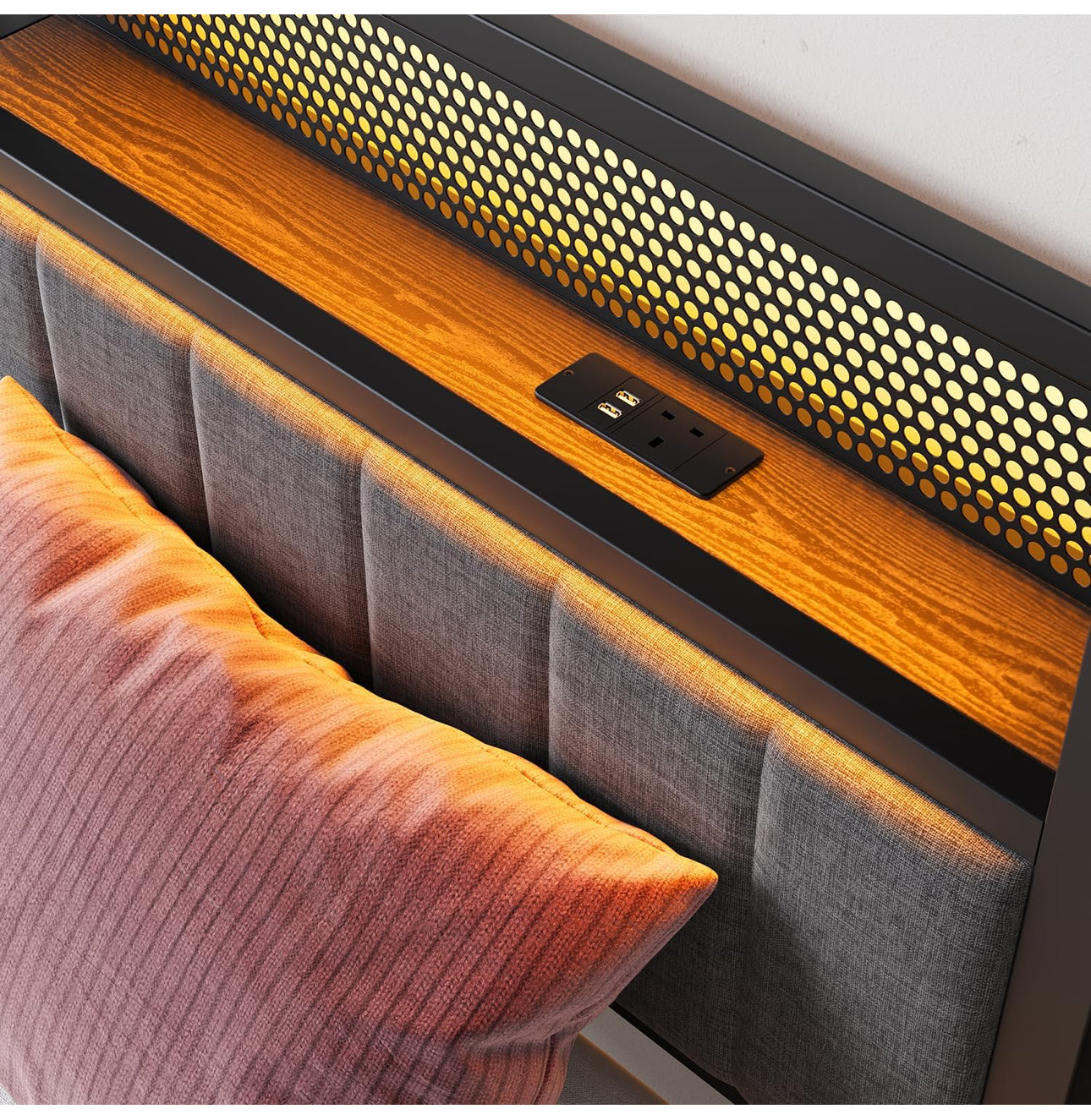 Single Bed Frames with Storage Headboard and Charging Station/LED Lights