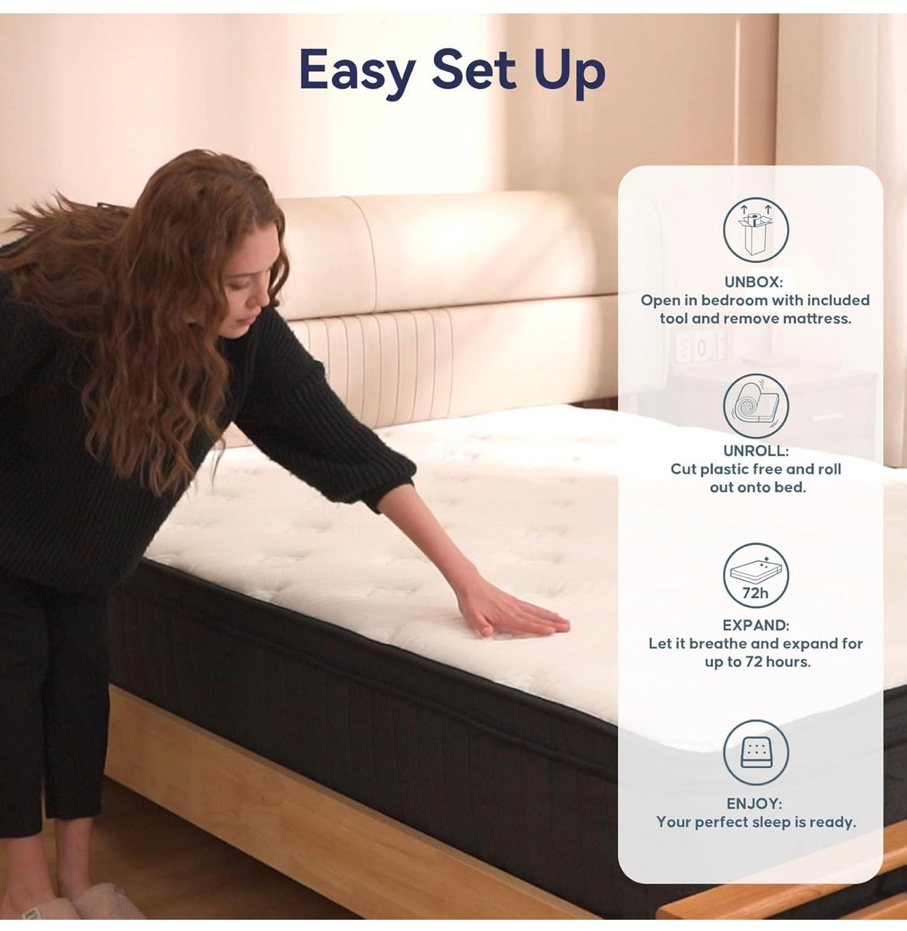 King Mattress in a Box - 12 Inch Hybrid King Size Mattresses of Medium-Firm Support with 9-Zone Pocket Springs for Superior Motion Isolation, Breathable Comfort and Durable (150x200x30cm)