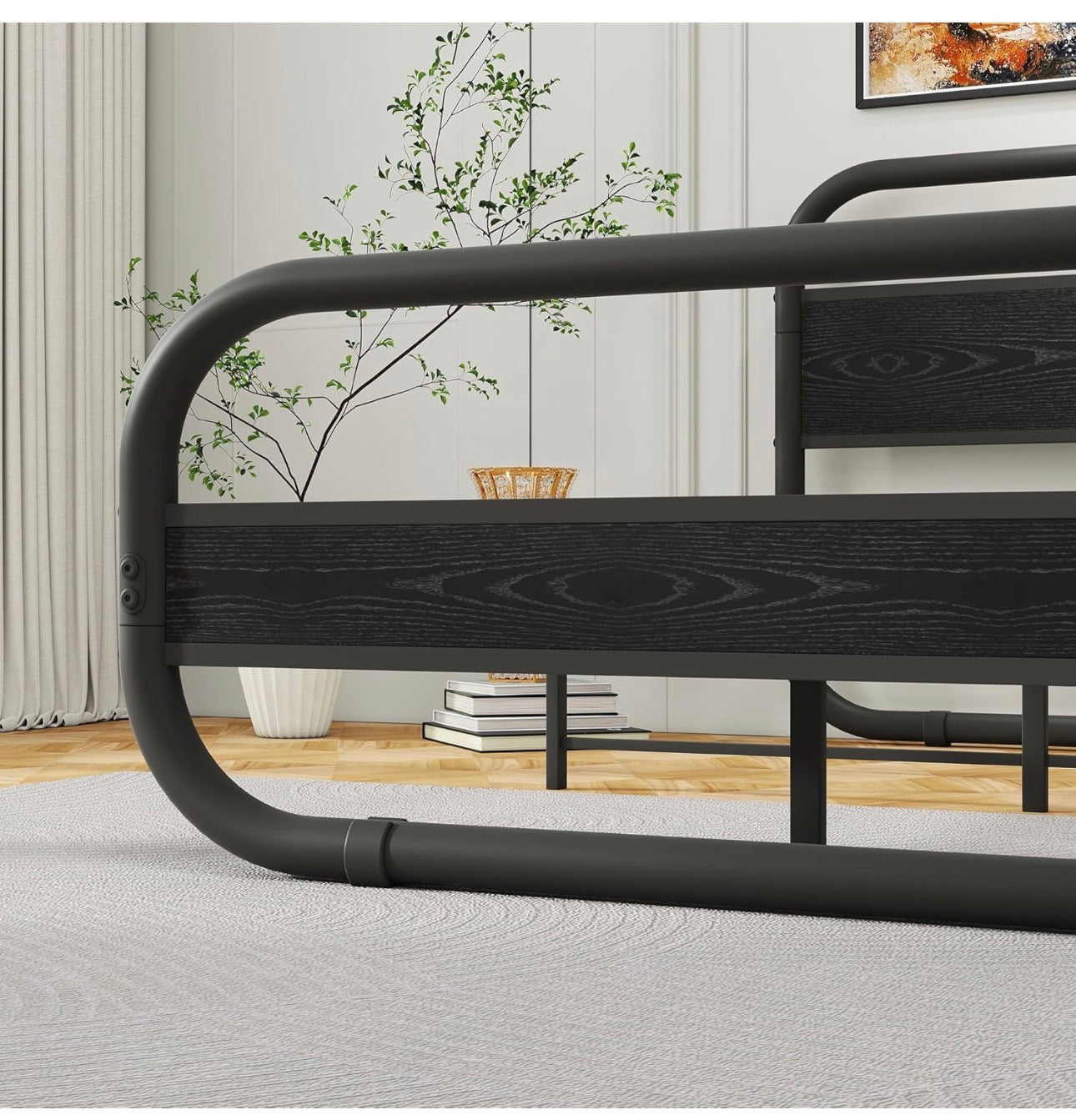 King Size Bed Frame with Headboard,150x200 Oval-Shaped