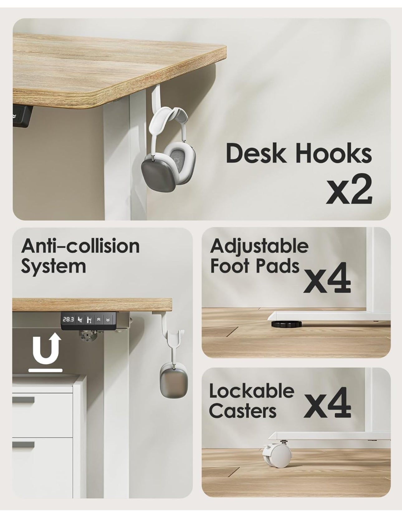 Height Adjustable Electric Standing Desk - 140x60 cm Stand Up Table Desk Thick Splice Board