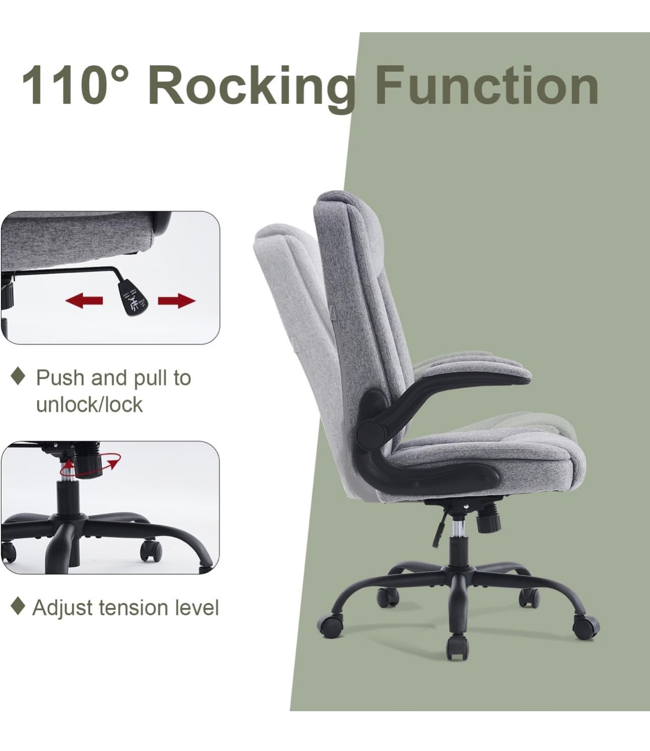 Ergonomic Office Chair Computer Chair Executive Office Chair with Flip Up Armrest High Back