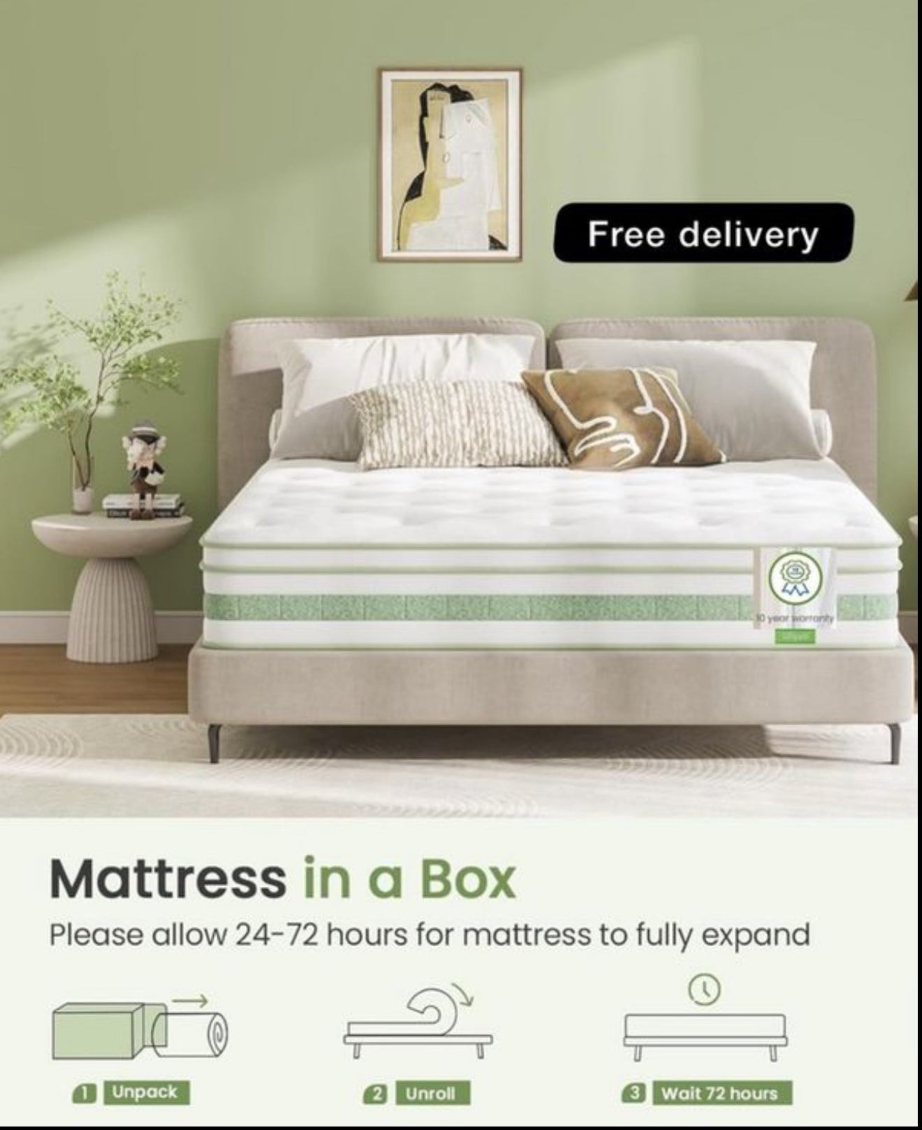 Double Mattresses 4FT6, 10 Inch Gel Memory Foam Pocket Sprung Hybrid Mattress, 7-Zone