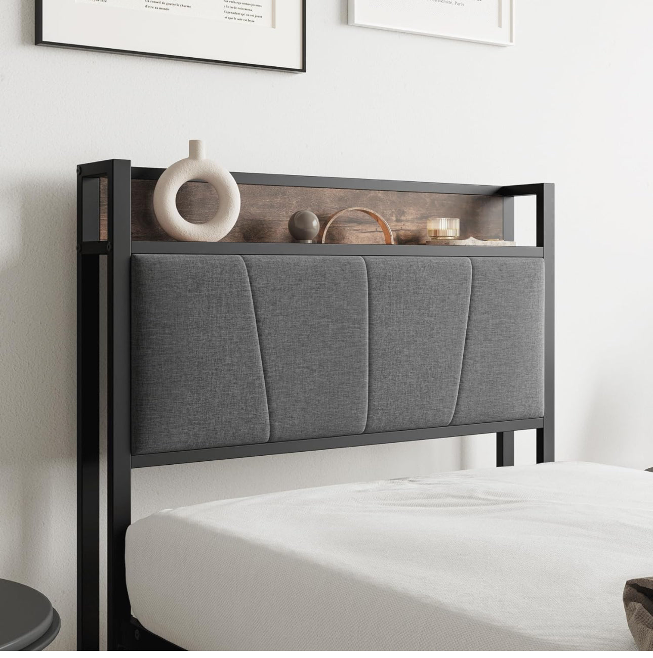3ft Single Bed Frame With Storage Headboard