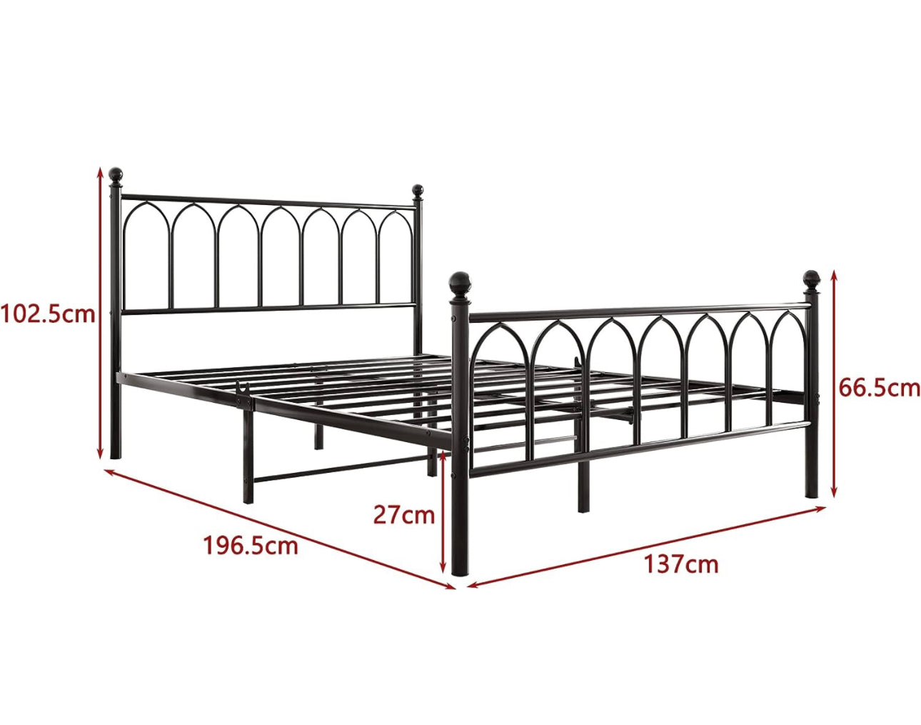 Double Metal Bed Frame Modern Style with Headboard