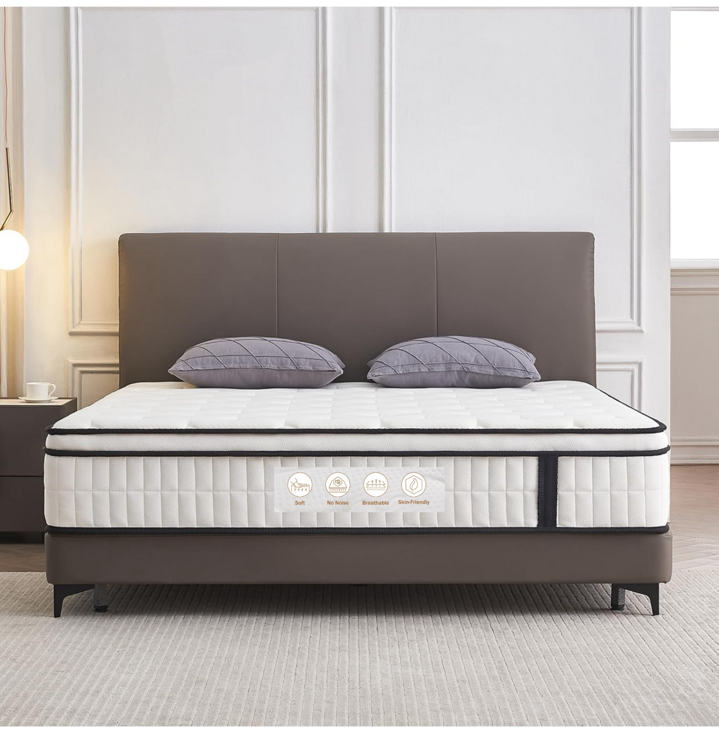 5FT King Size Mattress, 10.2 INCH King Memory Foam Sprung Mattress Medium Firm