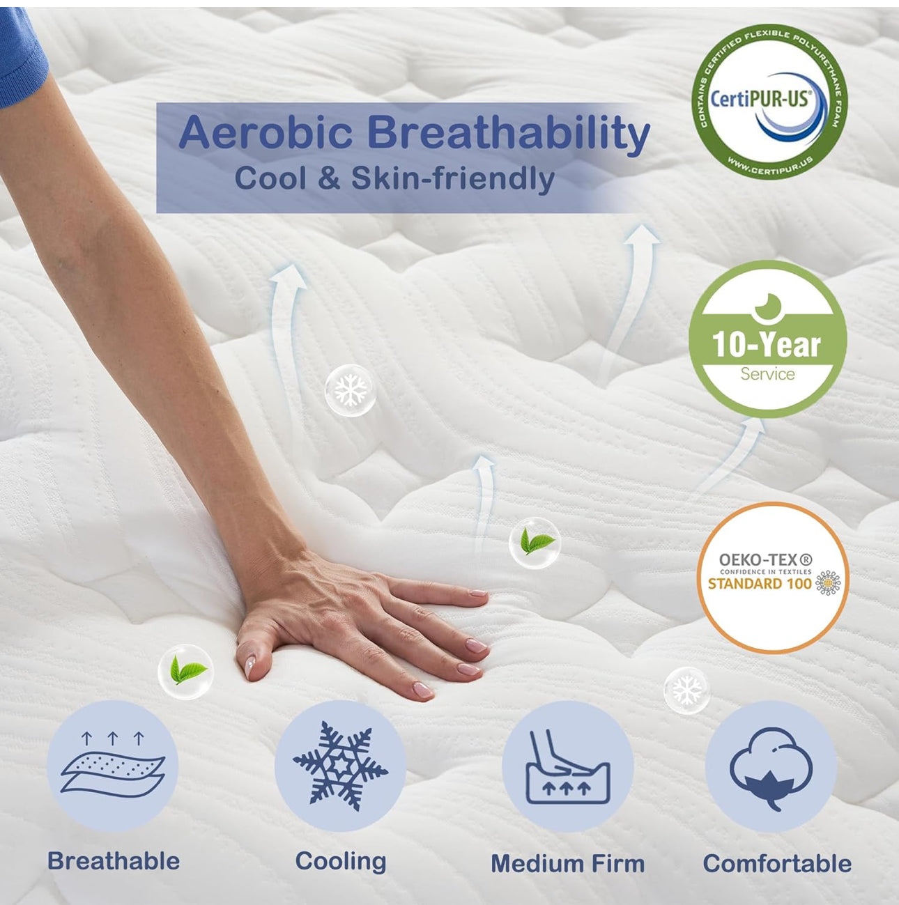 Double Mattress,11 Inch Hybrid Mattress 4FT6 with