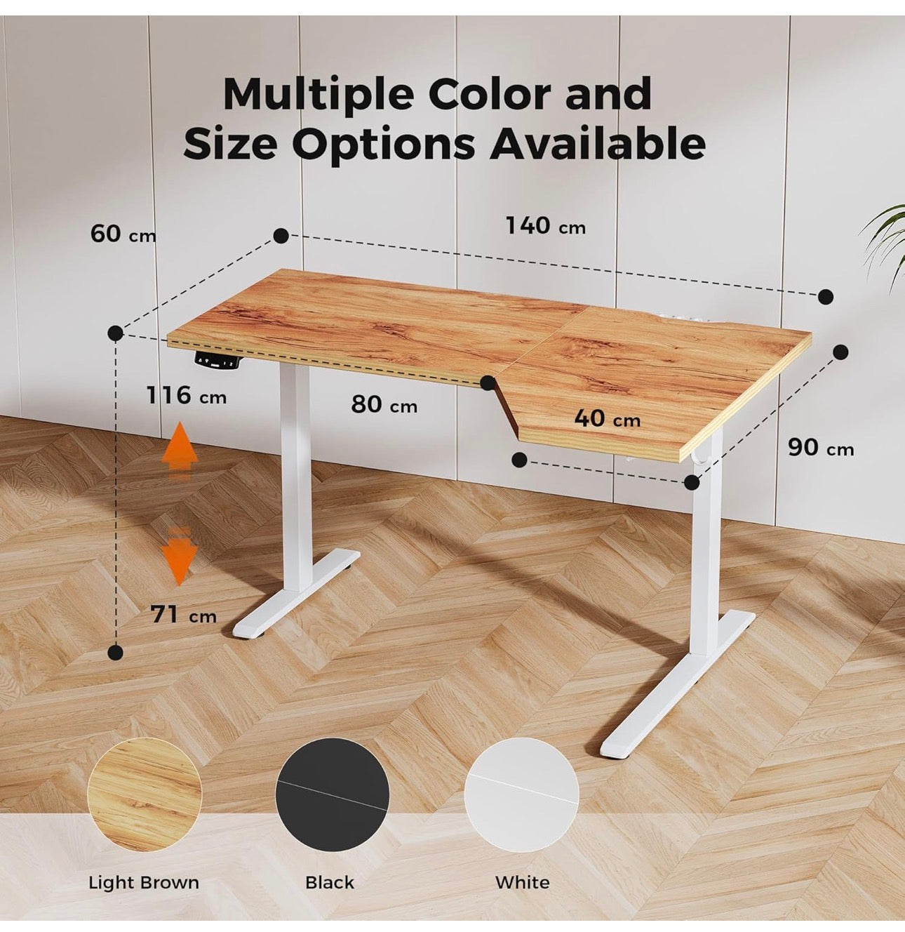 L-Shaped Electric Standing Desk, 140cm Height Adjustable