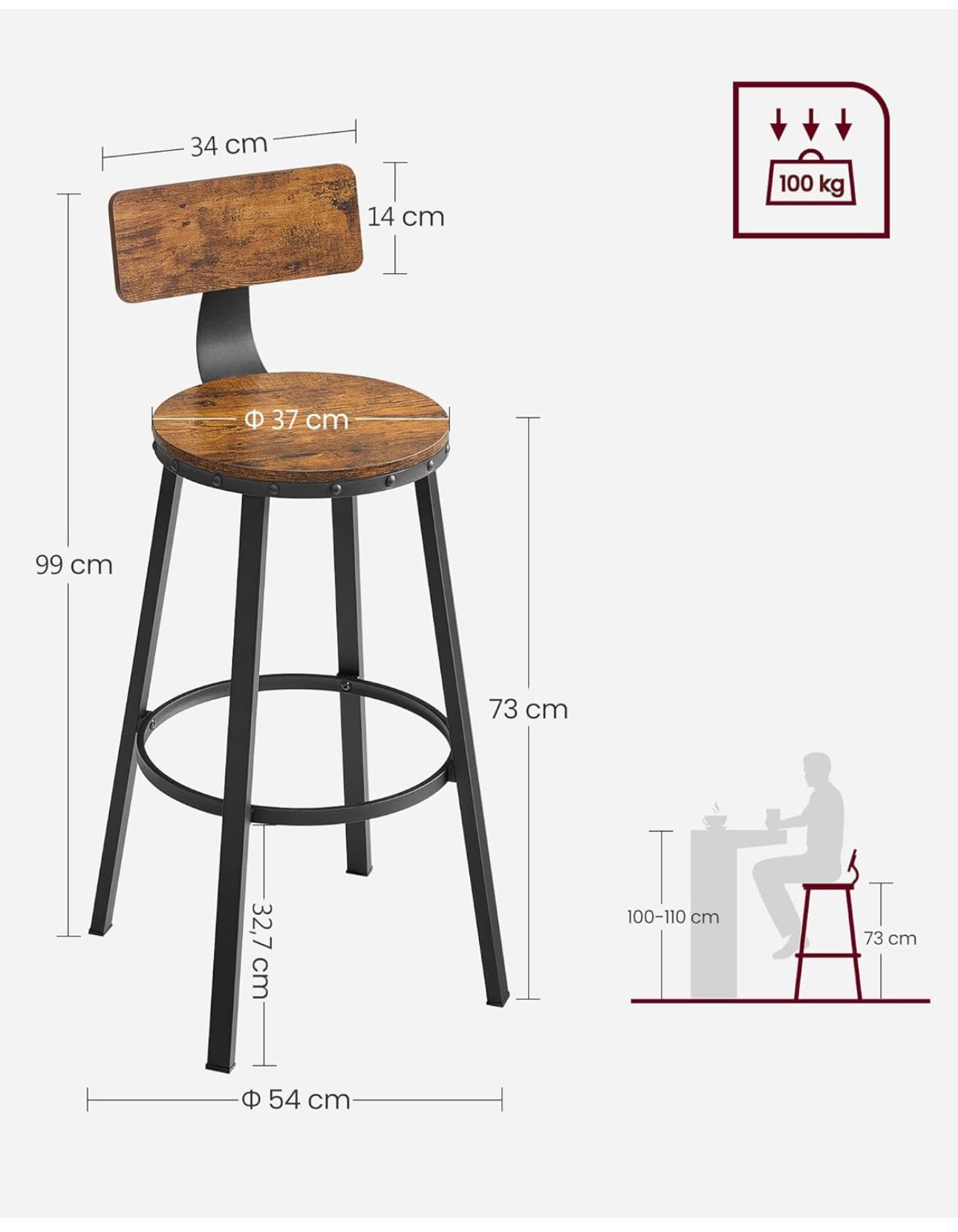 Bar Stools, Set of 2 Tall Bar Stools