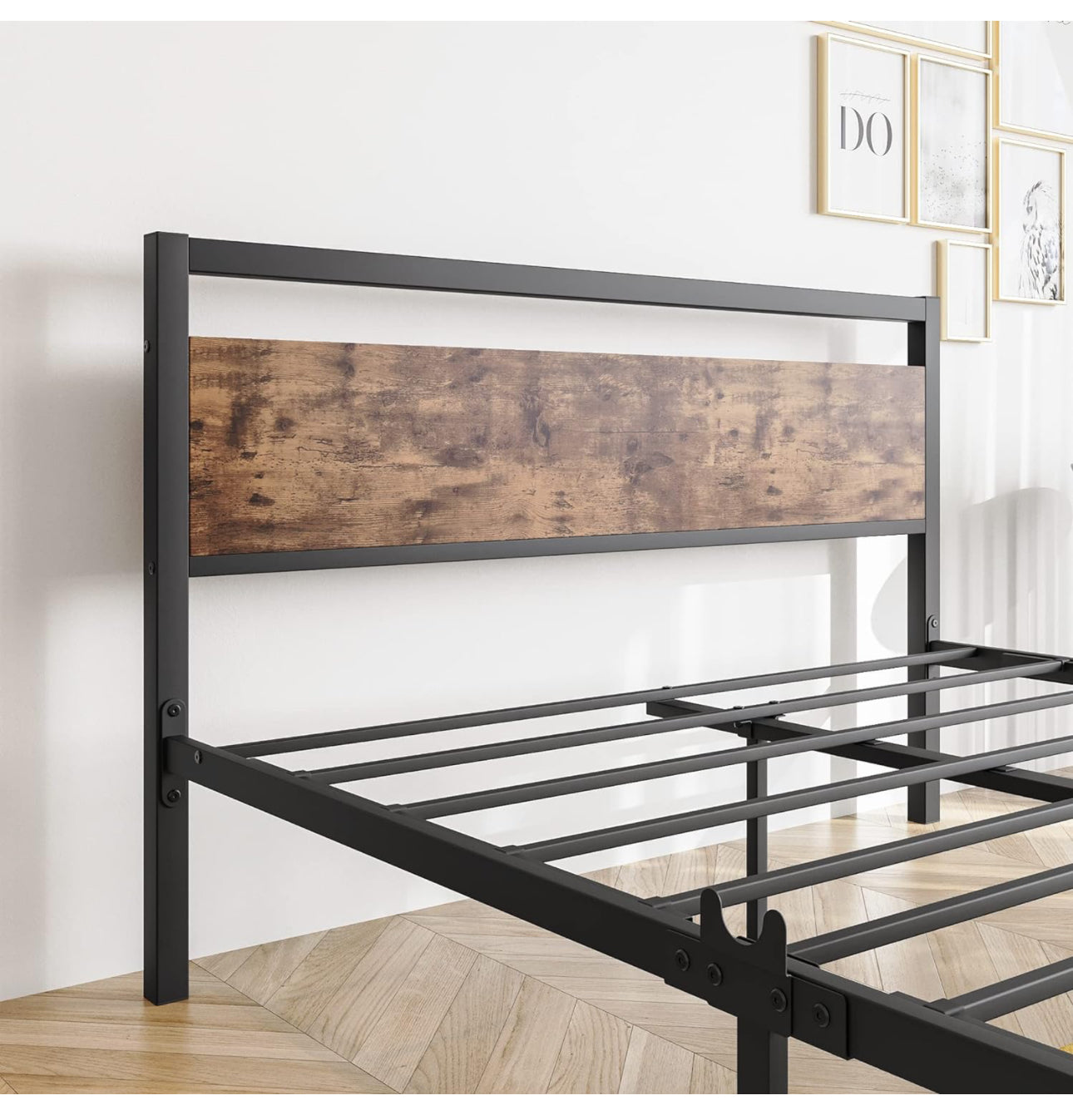 Double Bed Frames with Wood Headboard