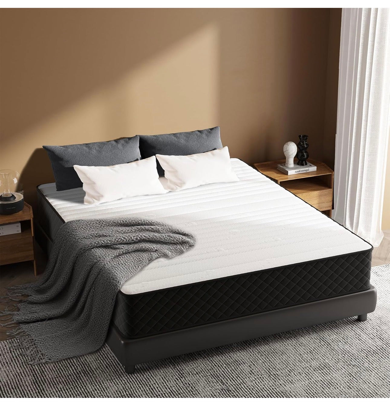 Extra Firm Small Double Mattresses 10 Inch, 7-Zone Hybrid Mattress with Memory Foam and Individually Pocket Spring, Features Motion Isolation & Back Pain Relief, Firm Mattress 120x190x25cm