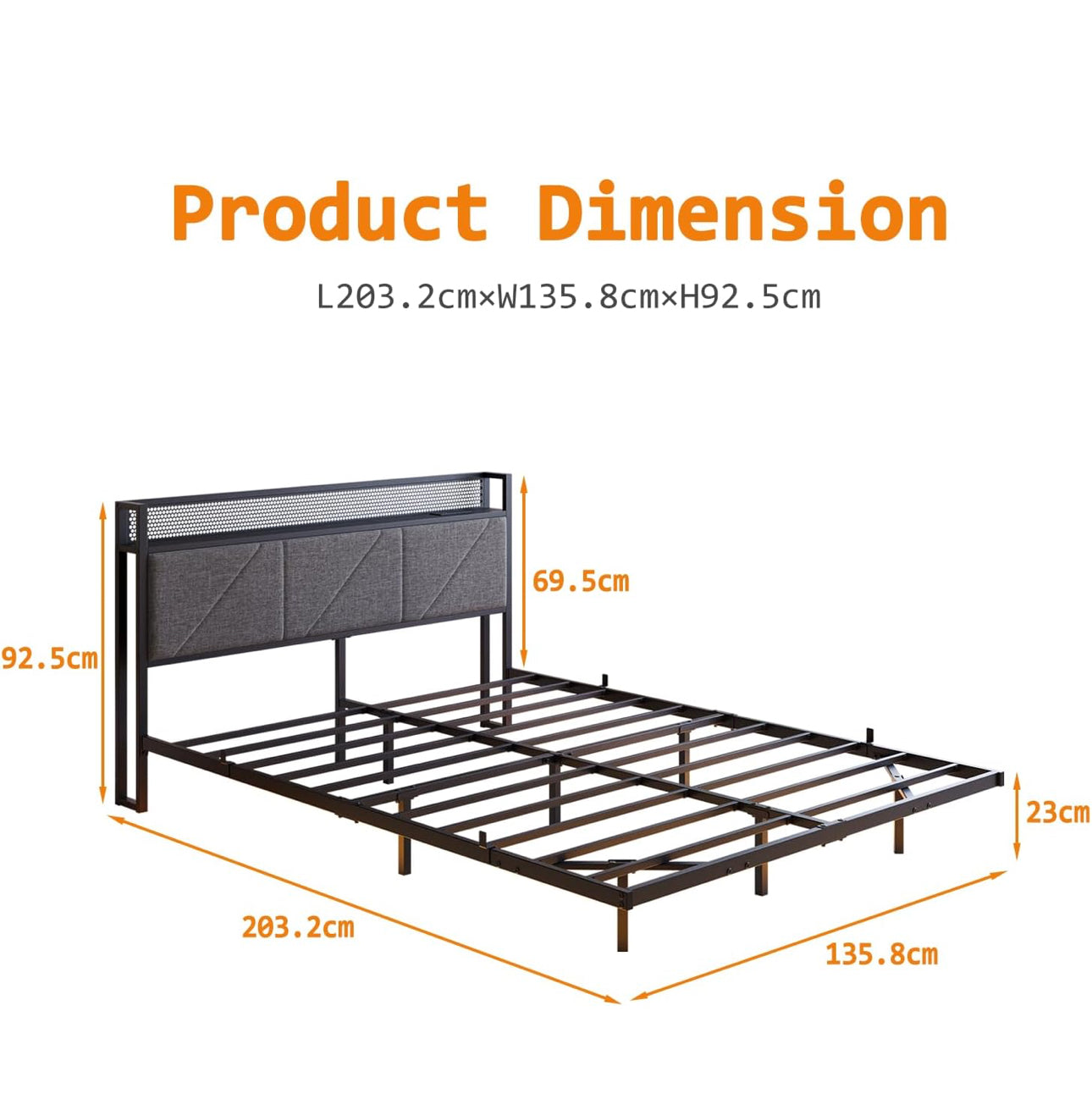 ❗️DELIVERY TIME 14-15 workimg days ❗️Floating Double Bed Frame with LED Lights &amp; USB Charging Station