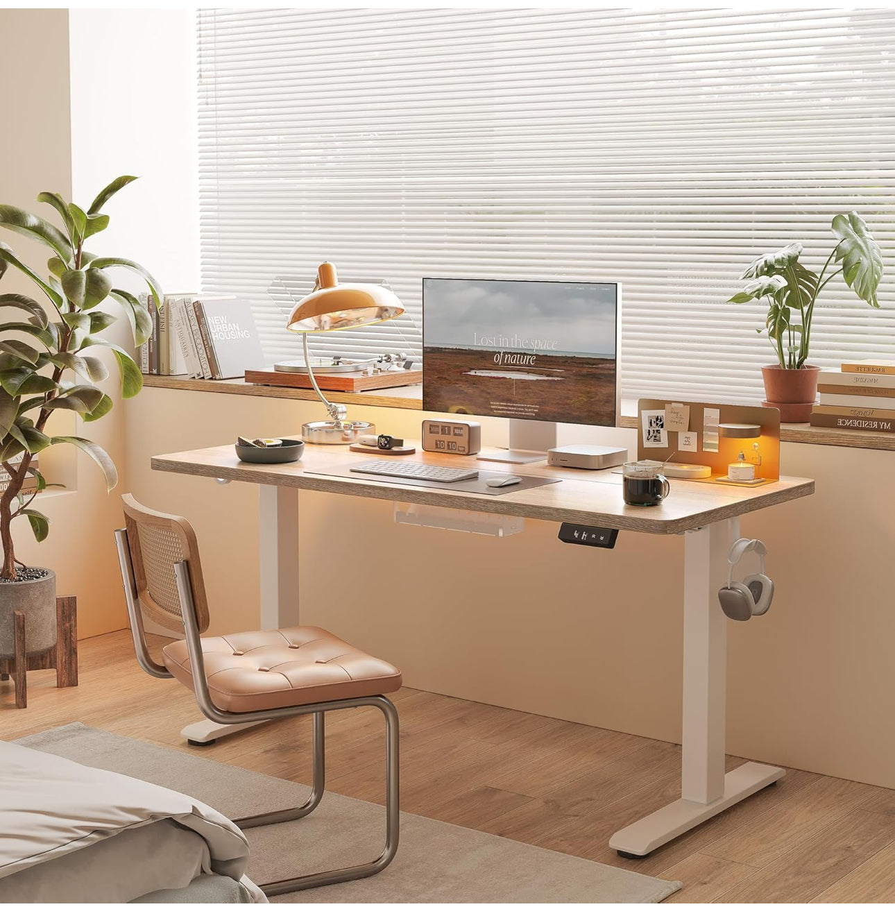 Height Adjustable Electric Standing Desk - 140x60 cm Stand Up Table Desk Thick Splice Board