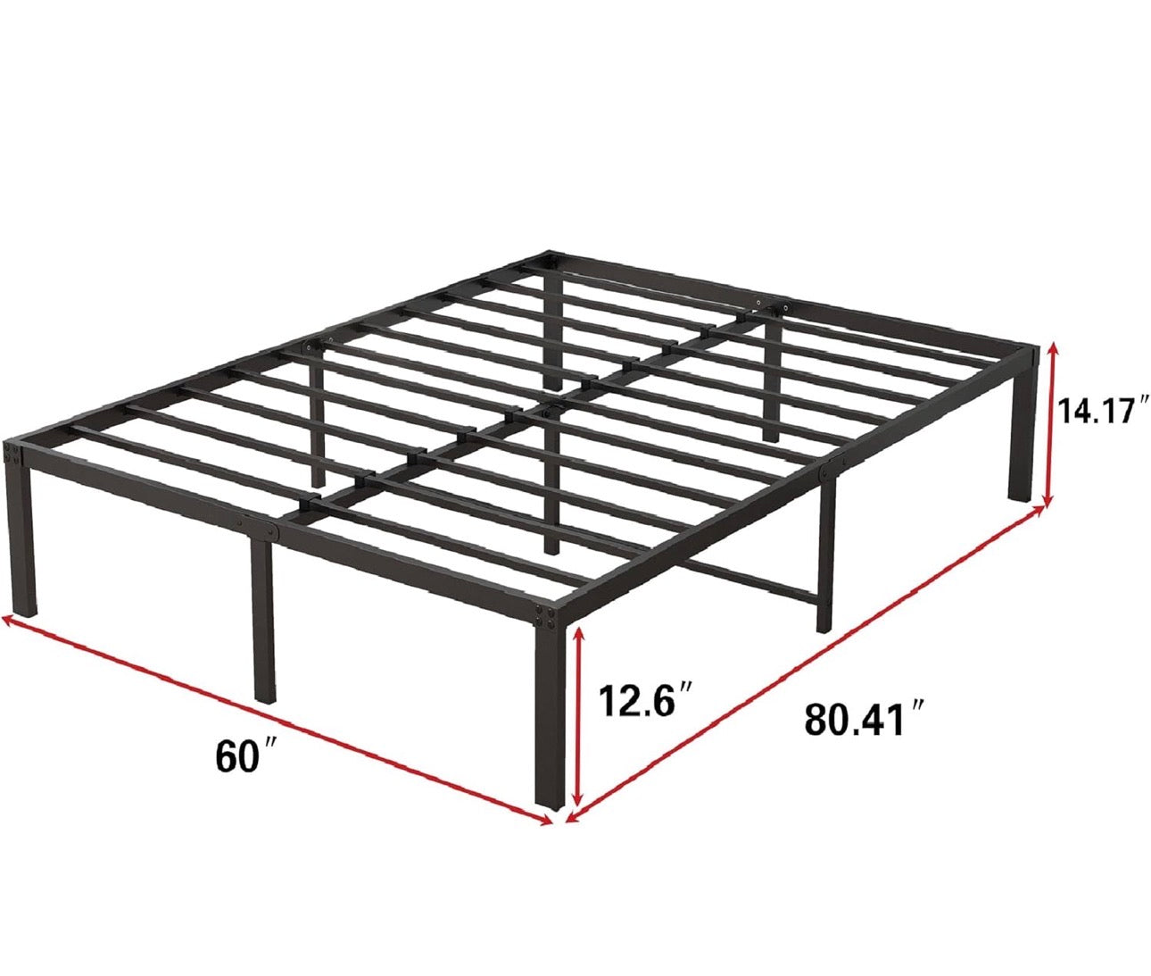 King Size Bed Frame, 36cm High Metal Platform Bed Frames Kingsize with Storage Under Bed