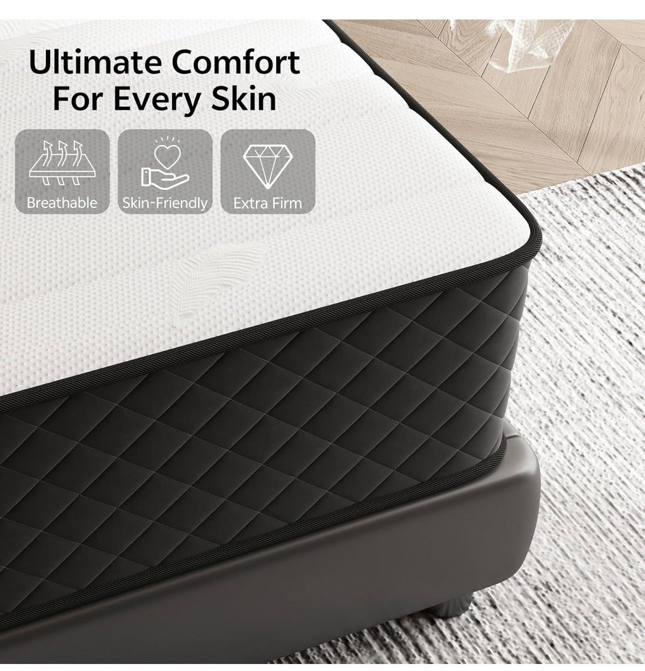 Extra Firm Small Double Mattresses 10 Inch, 7-Zone Hybrid Mattress with Memory Foam and Individually Pocket Spring, Features Motion Isolation & Back Pain Relief, Firm Mattress 120x190x25cm