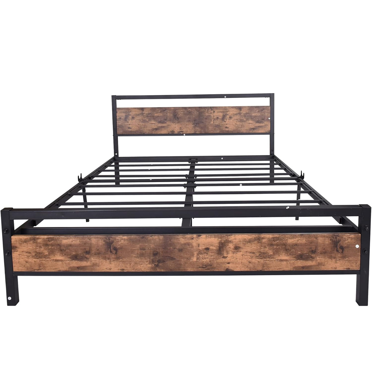 Metal Platform Bed Frame King Size with Wooden Headboard