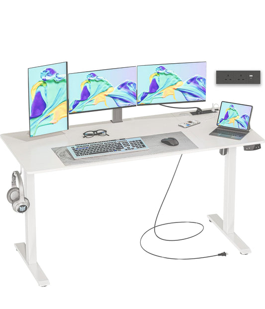 Height-Adjustable Desk with Outlets and USB &amp; Tpye-C .