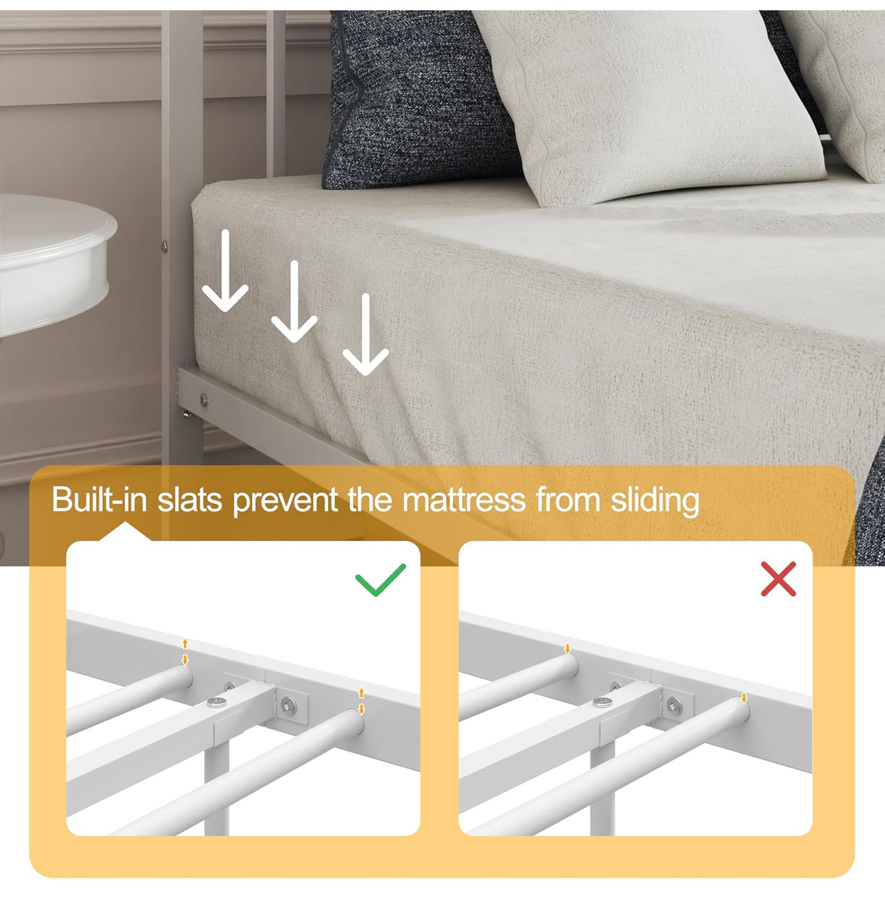 Small Double Metal Bed Frame 4ft6 Modern Style Bed Frame with Headboard and Footboard