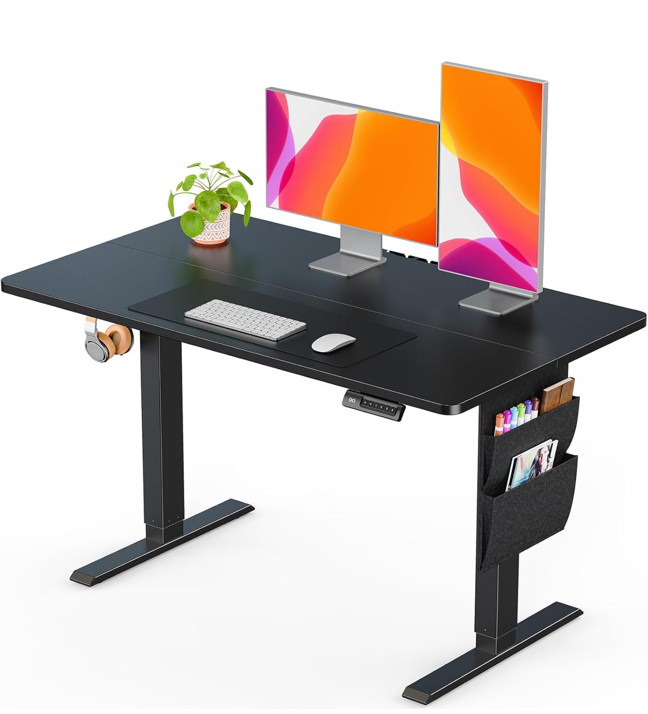 Standing Desk 120x60cm, Supports Up to 80KG Height Adjustable Electric Standing Desk with Storage Bag