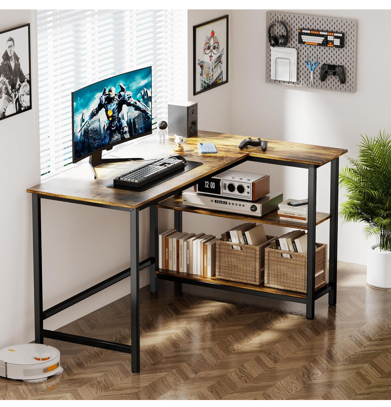 L Shaped Desk, 100x72cm Gaming Computer Desk