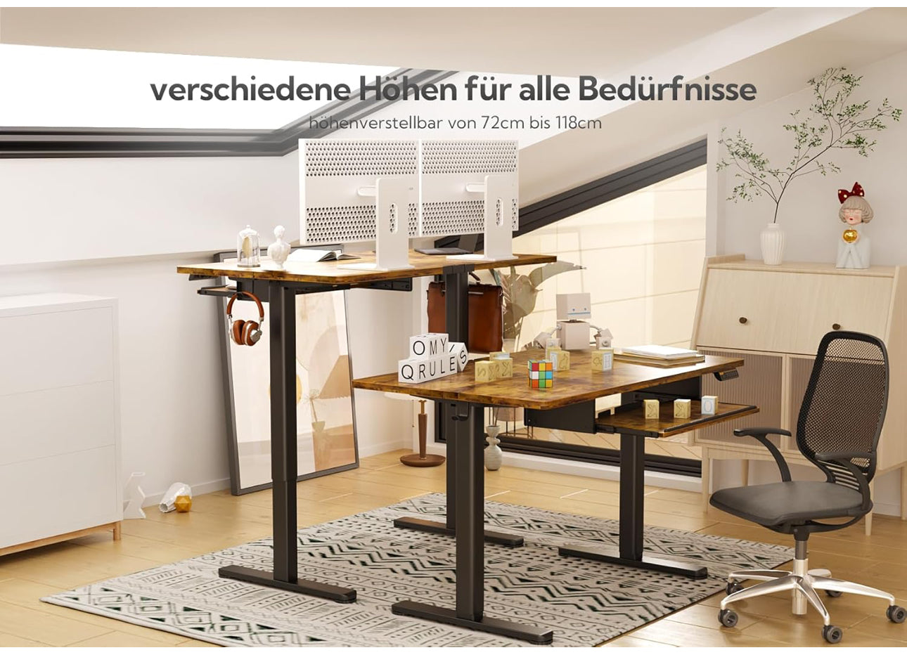 Height Adjustable Desk with Keyboard
