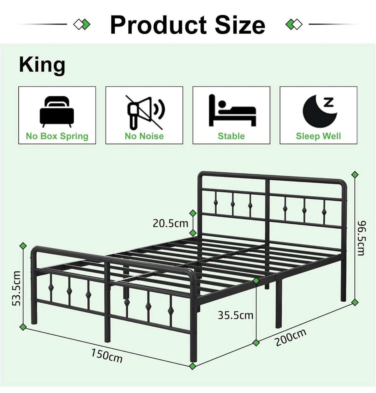 King Size Bed Frame with Victorian Headboard
