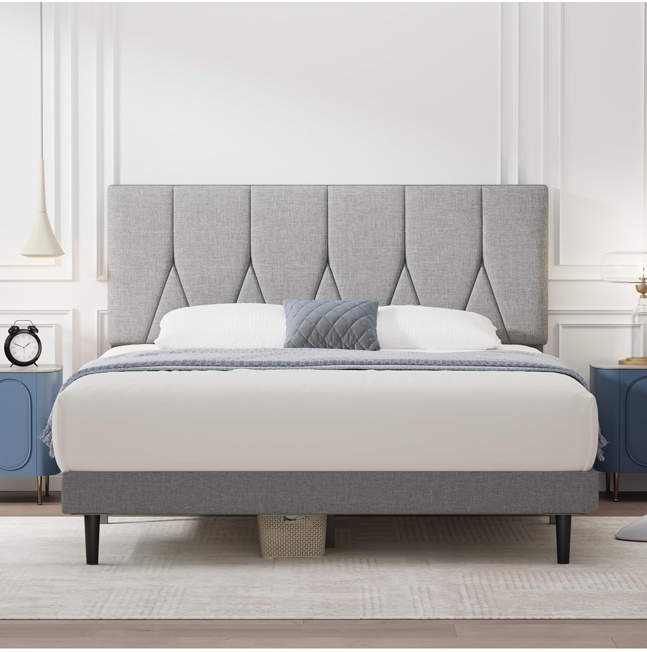 Small Double Bed Frame, Light Grey