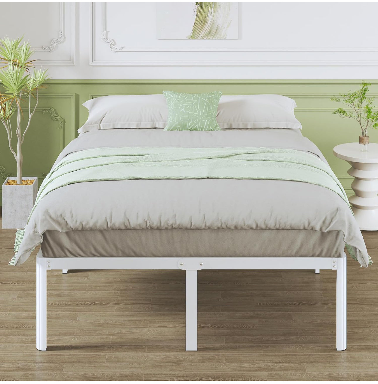 High White King Size Bed Frame 5ft with Rounded Corners