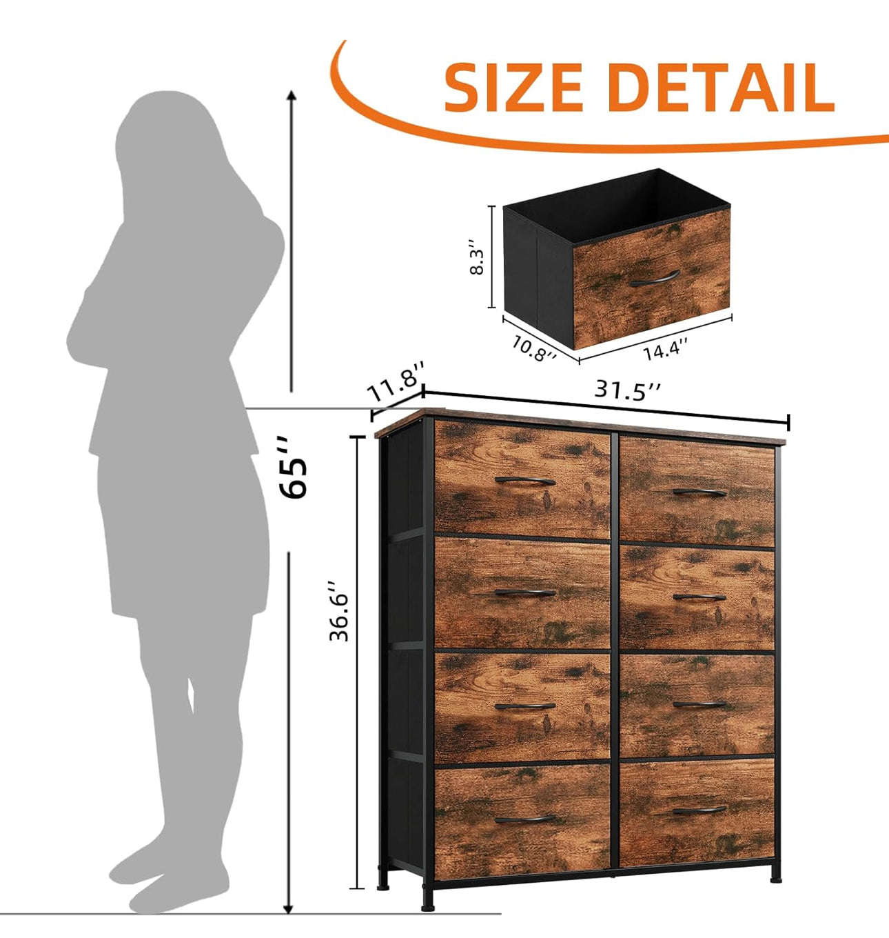 Tall Chest of Drawers for Bedroom with 8 Drawers,