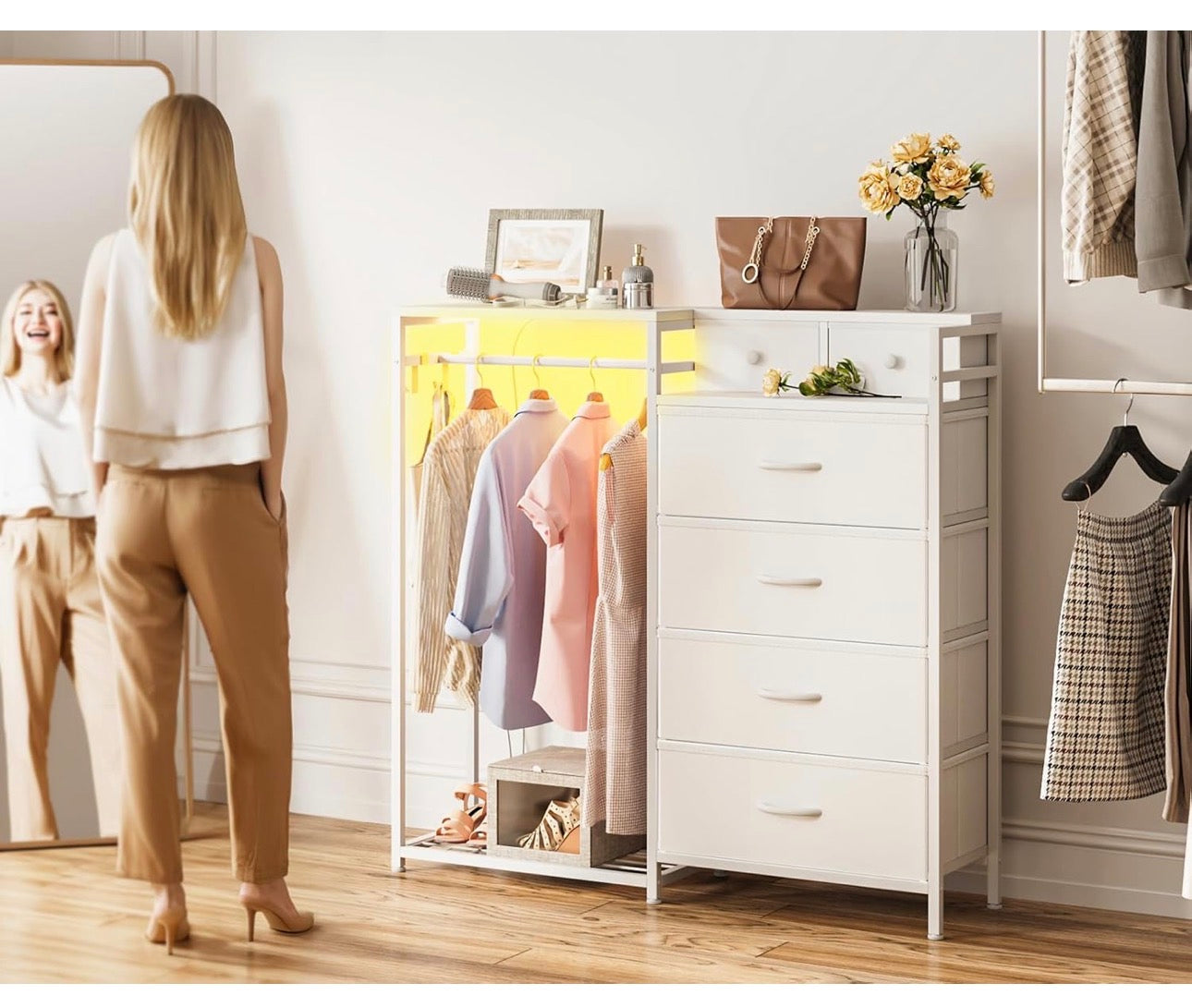 Chest of Drawers Bedroom with Hanging Rail, Built-