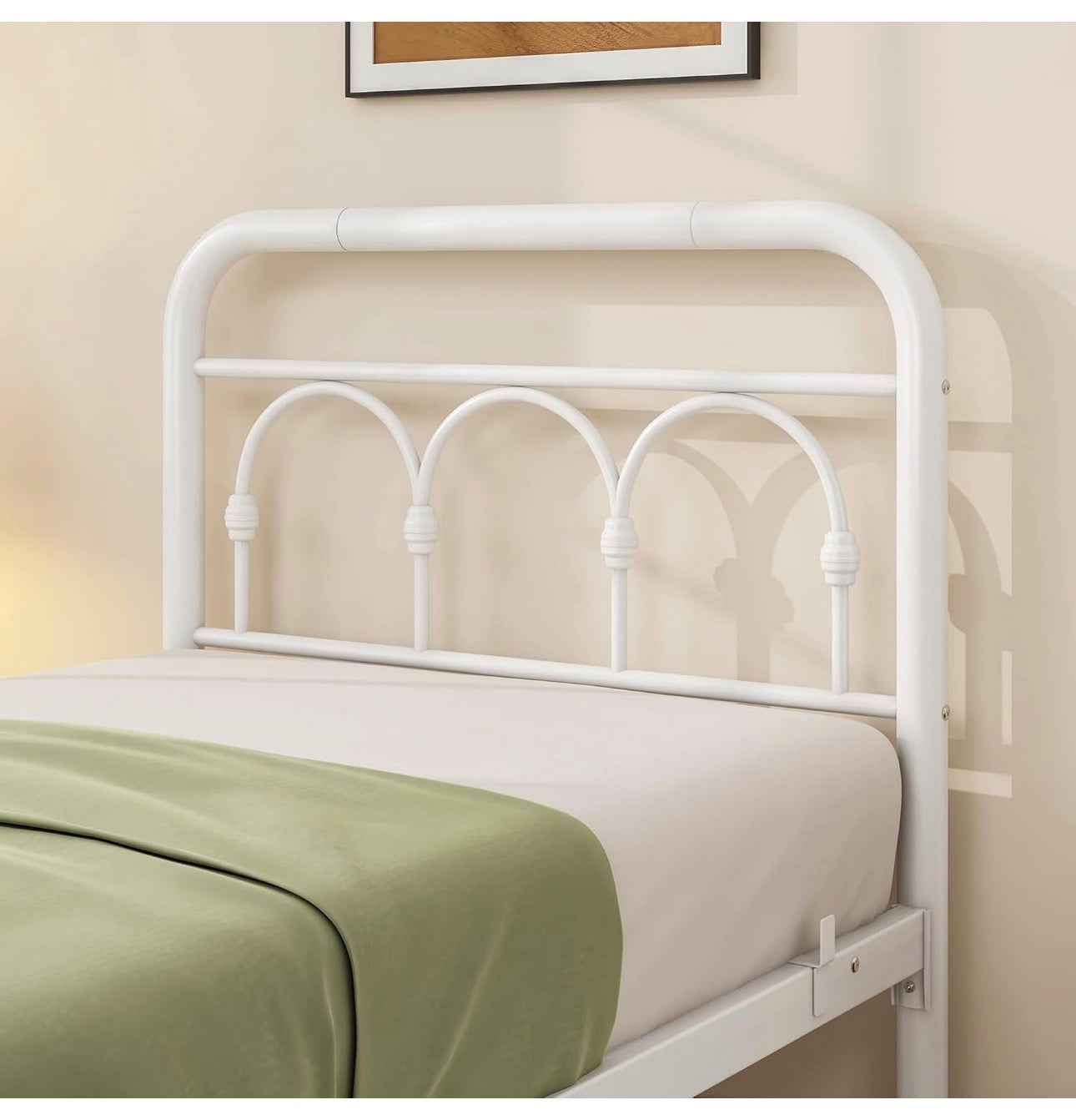 3ft Single Bed Frame with Headboard(90x190cm),Metal Arched Single Size Bed Base