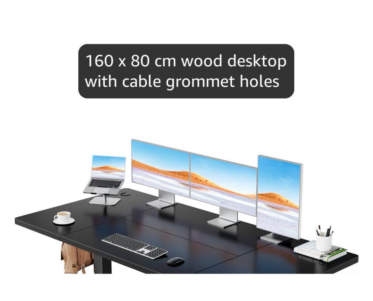 Electric Standing Desk with Advanced Brushless Motor, 160 x 80 cm