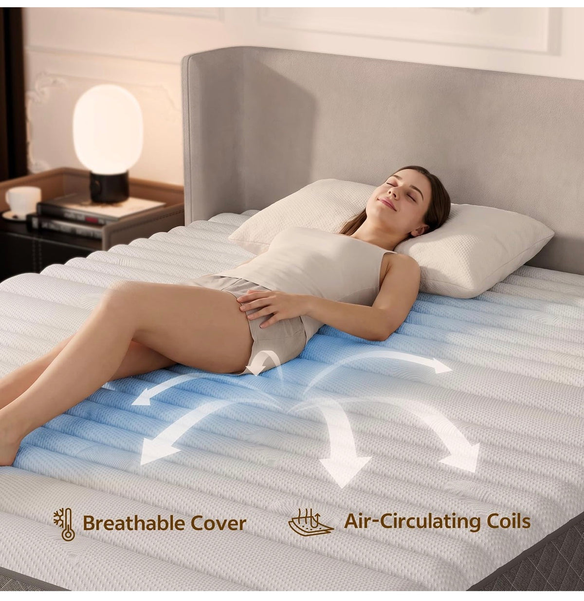 12 Inch King Size Mattress Medium Firm, OEKO-TEX Certified Hybrid King Bed Mattresses, 7-Zone Memory Foam Mattress with Pocket Sprung for Body Support & Pressure Relief - 150x200x30cm