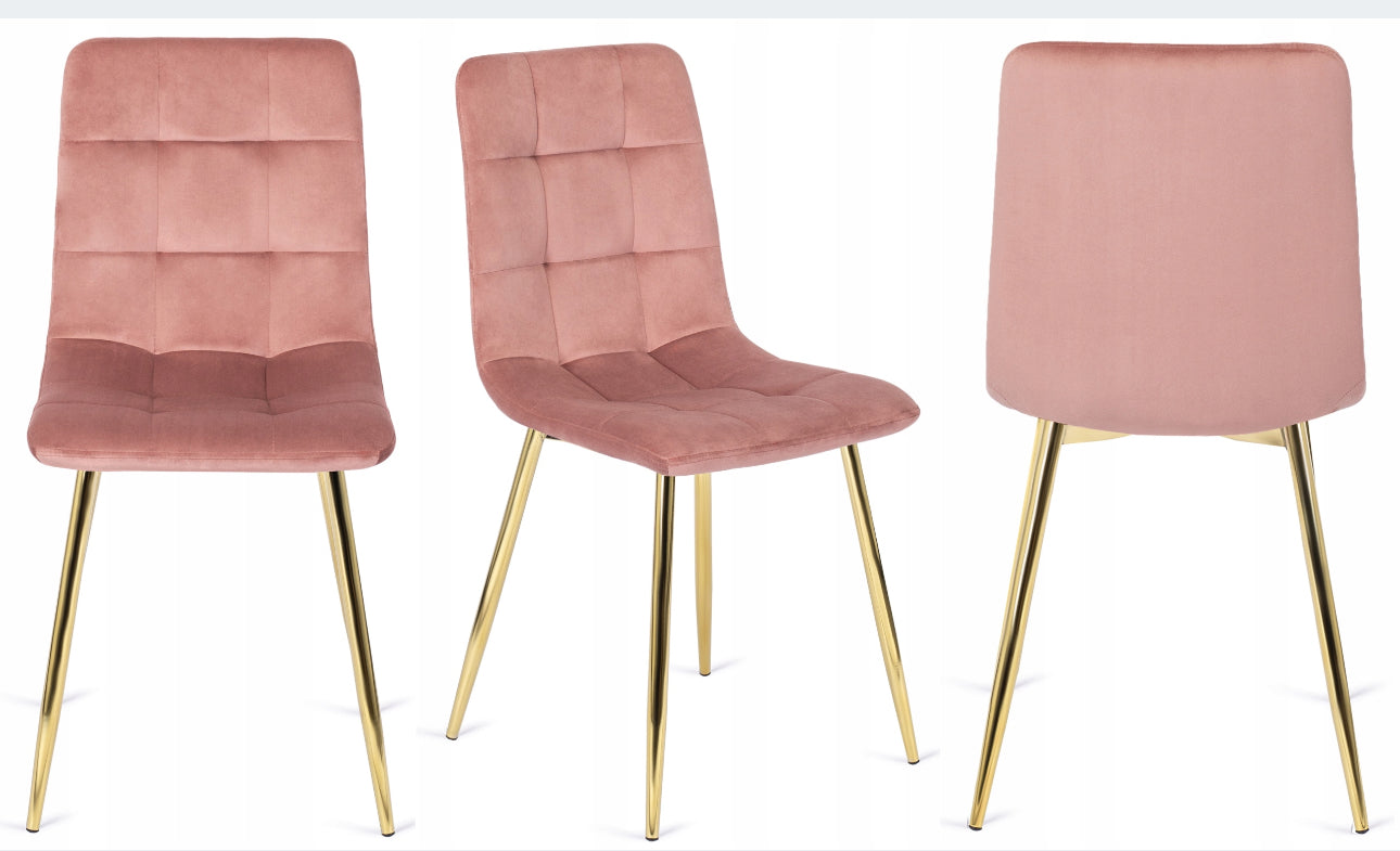 Set  of 4 velvet chairs gold legs