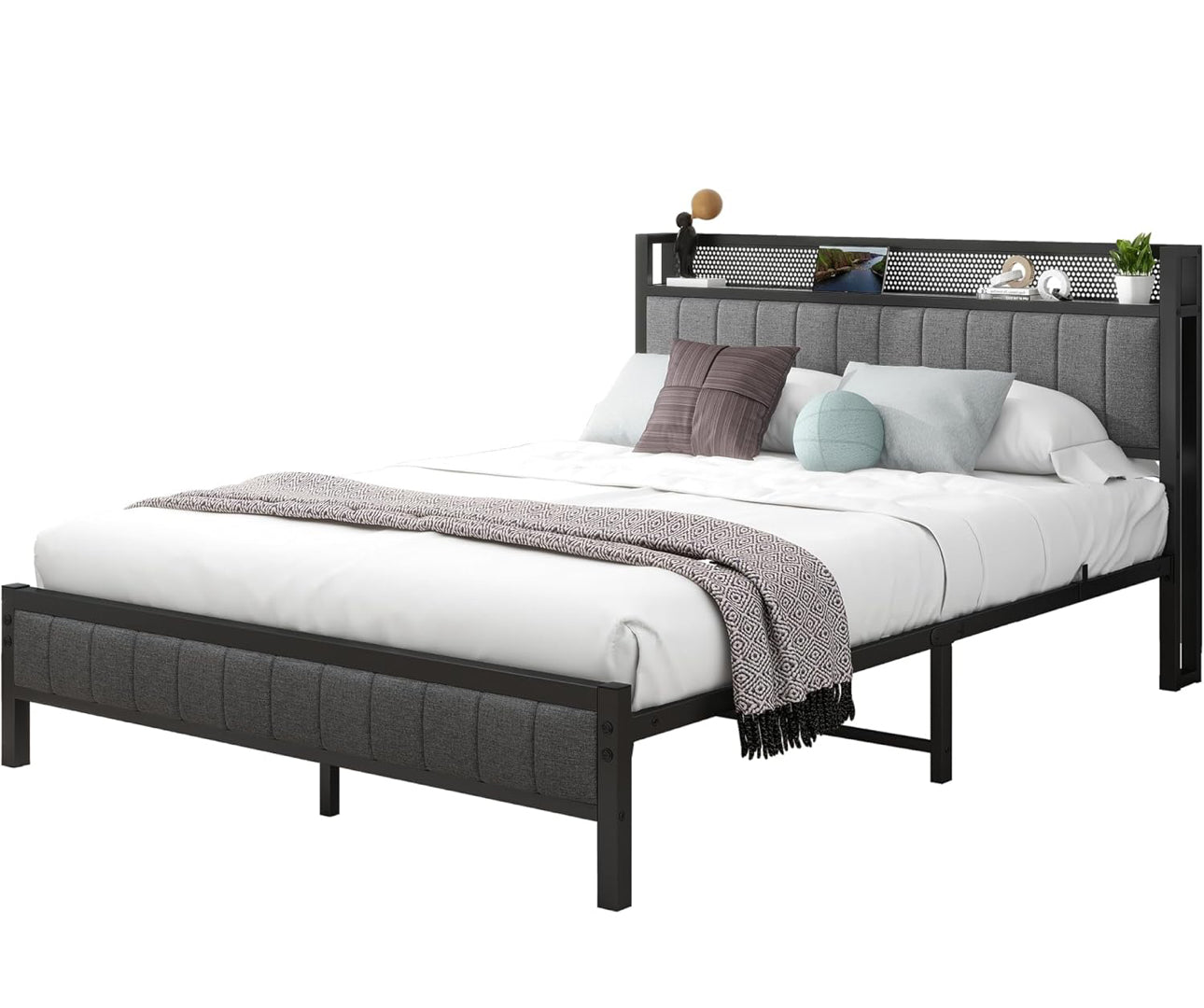 King Size Bed Frame With Storage Headboard