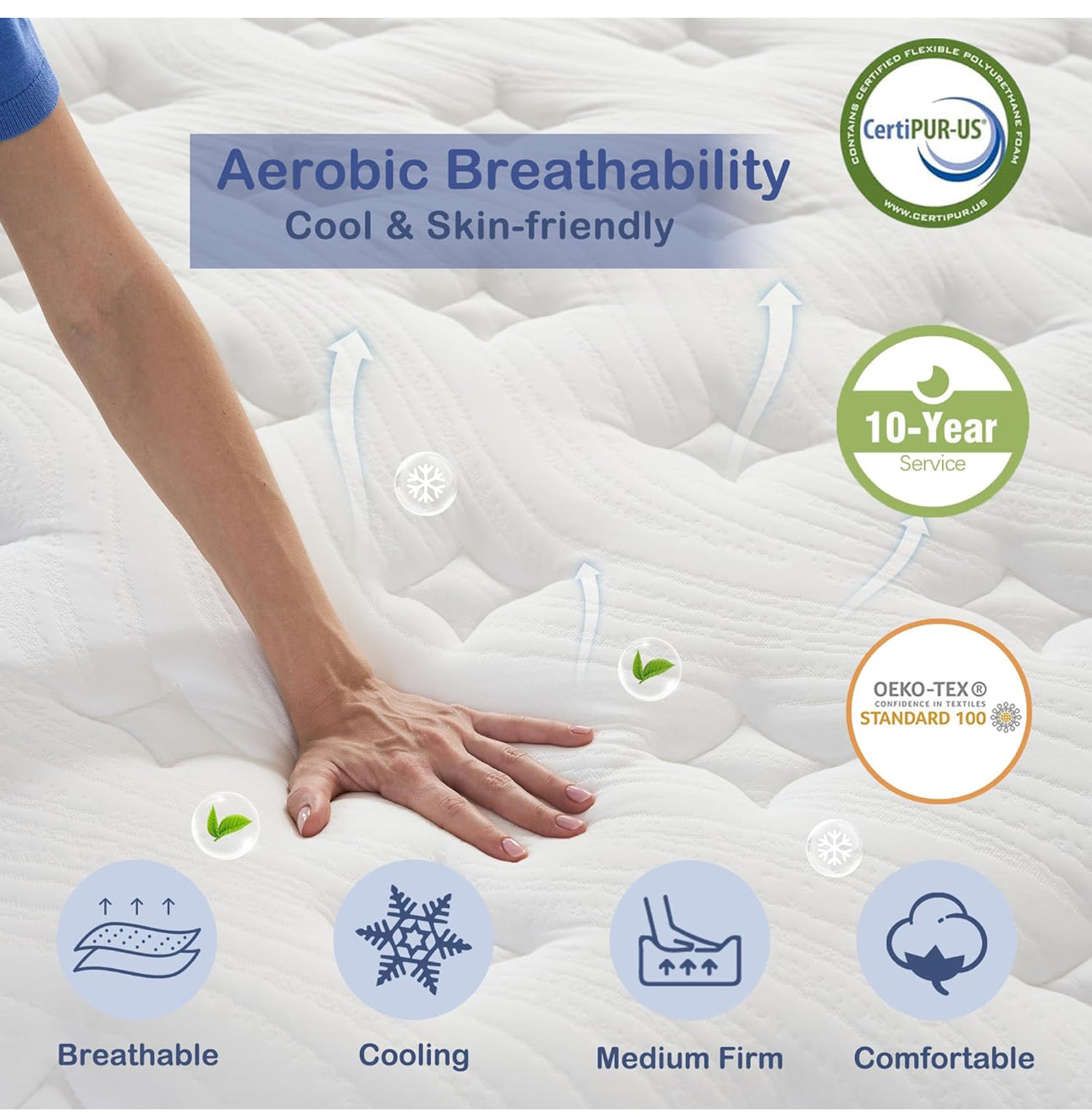 Super King Mattress,11 Inch Hybrid Mattress 6FT with Breathable Foam and Individually Pocket Spring