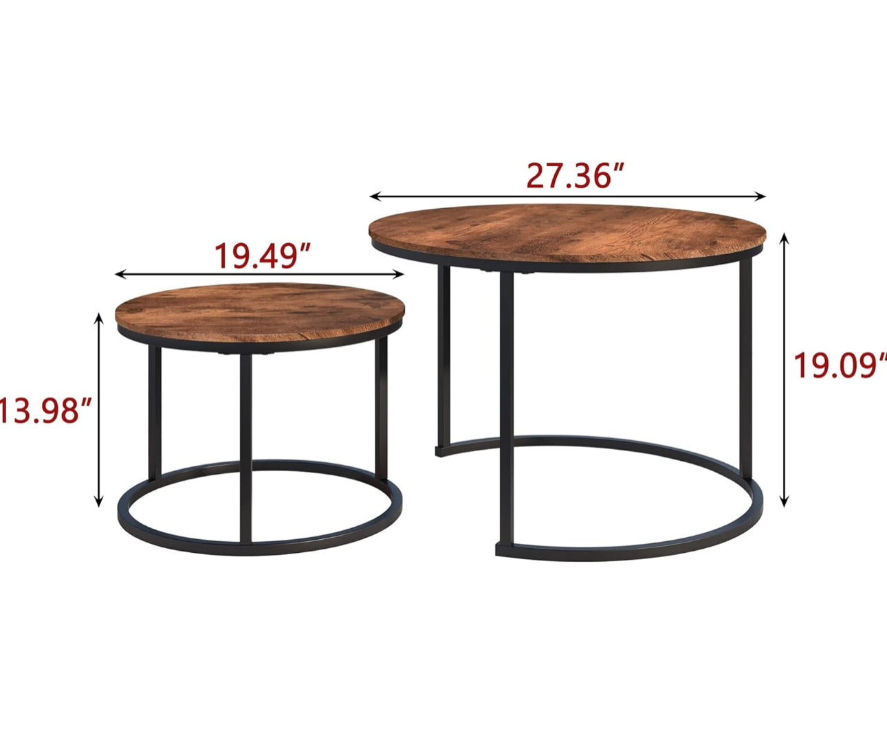 Round Coffee Tables Set of 2