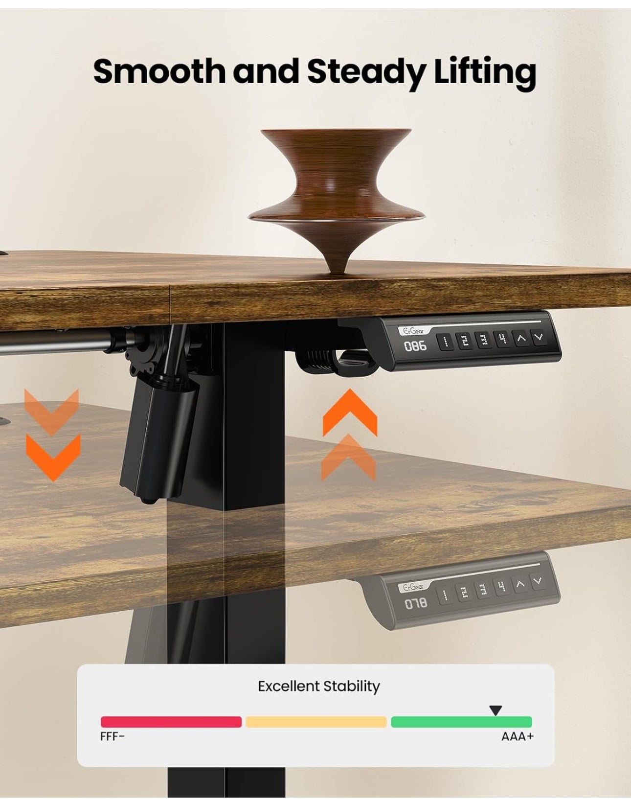 Electric Standing Desk Height Adjustable 120 x 60cm, Sit Stand Desk with 4 Memory Smart Pannel, Home Office Desk with Splice Board