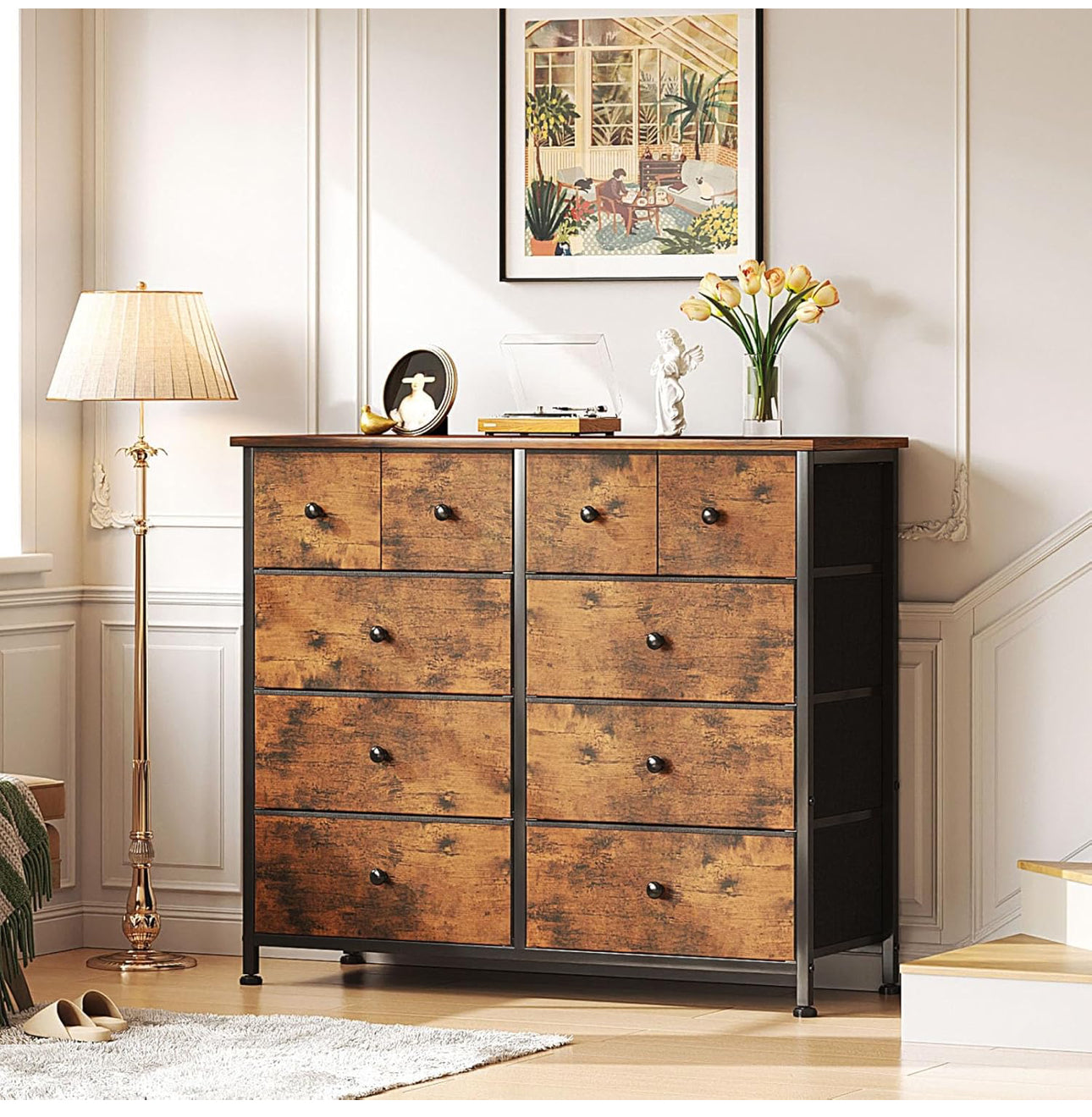 Chest of Drawers, Fabric Dresser for Bedroom with 10 Drawers