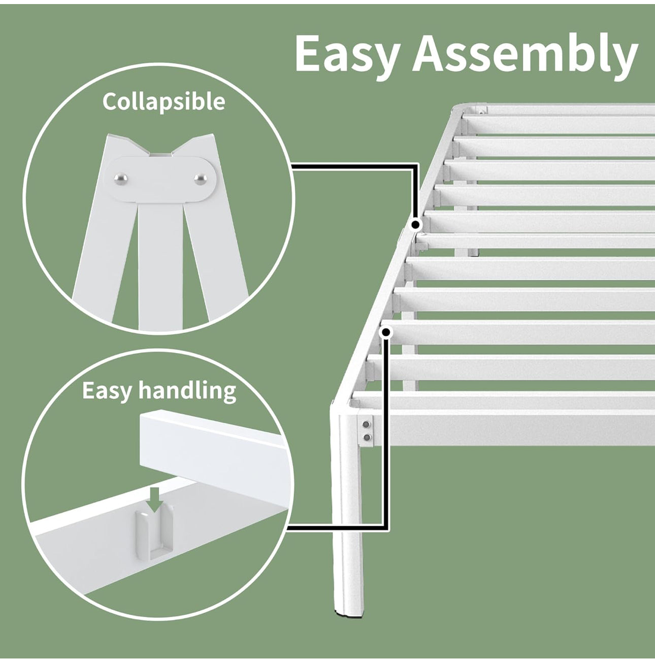 High White King Size Bed Frame 5ft with Rounded Corners