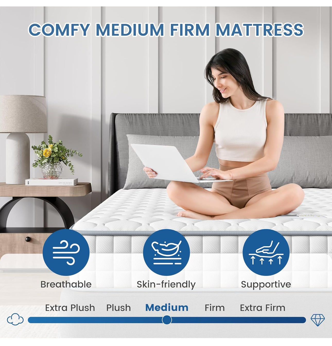 3FT Single Mattress, Sleeping Sprung Mattress Medi