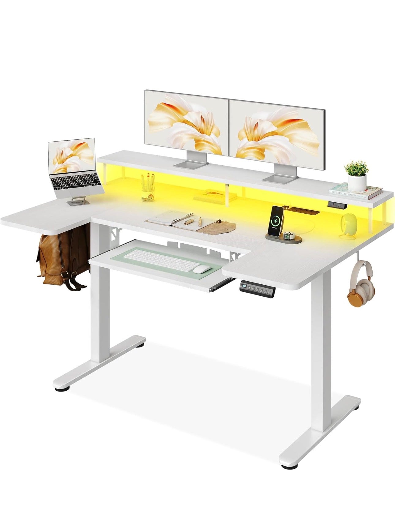 Standing Desk, 140cm U Shaped Height Adjustable Desk